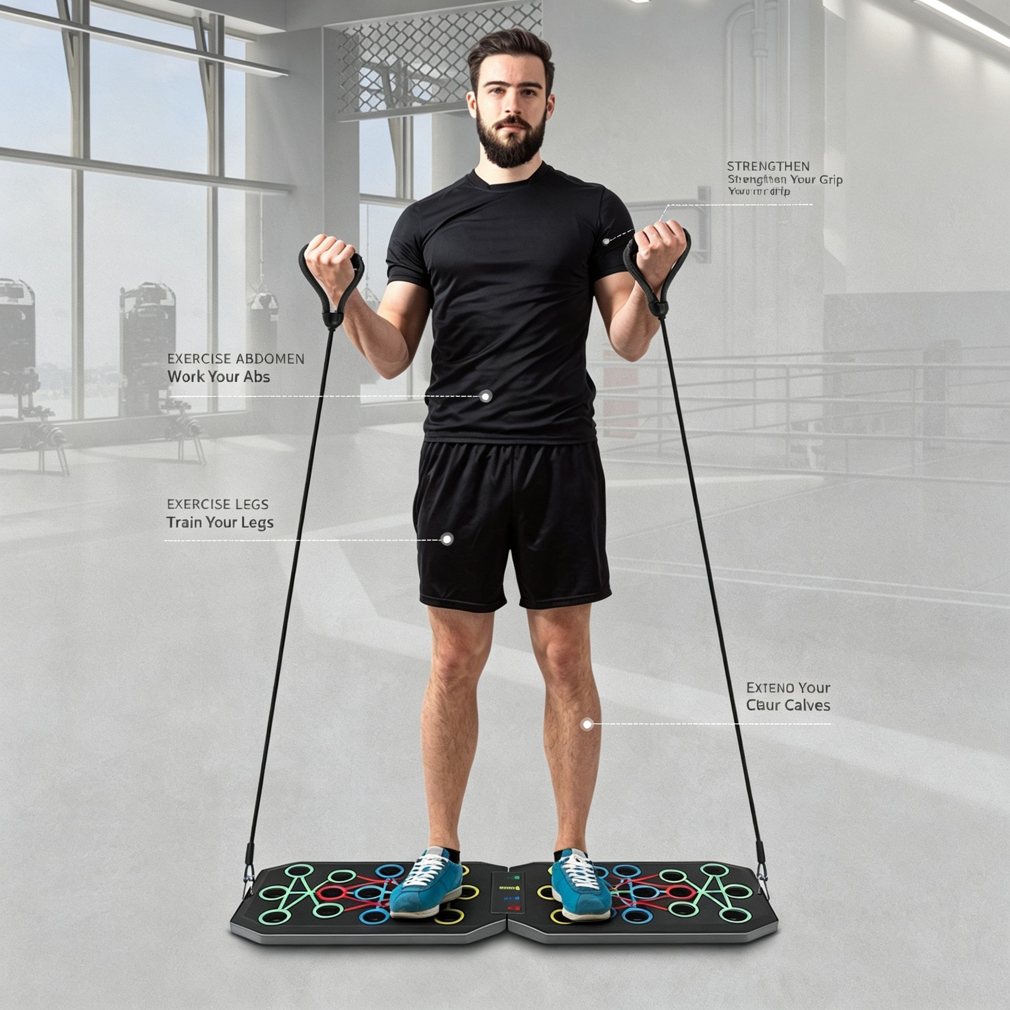 30 Holes Push‑Up Board, Portable Foldable Fitness Equipment for Home Indoor view 7
