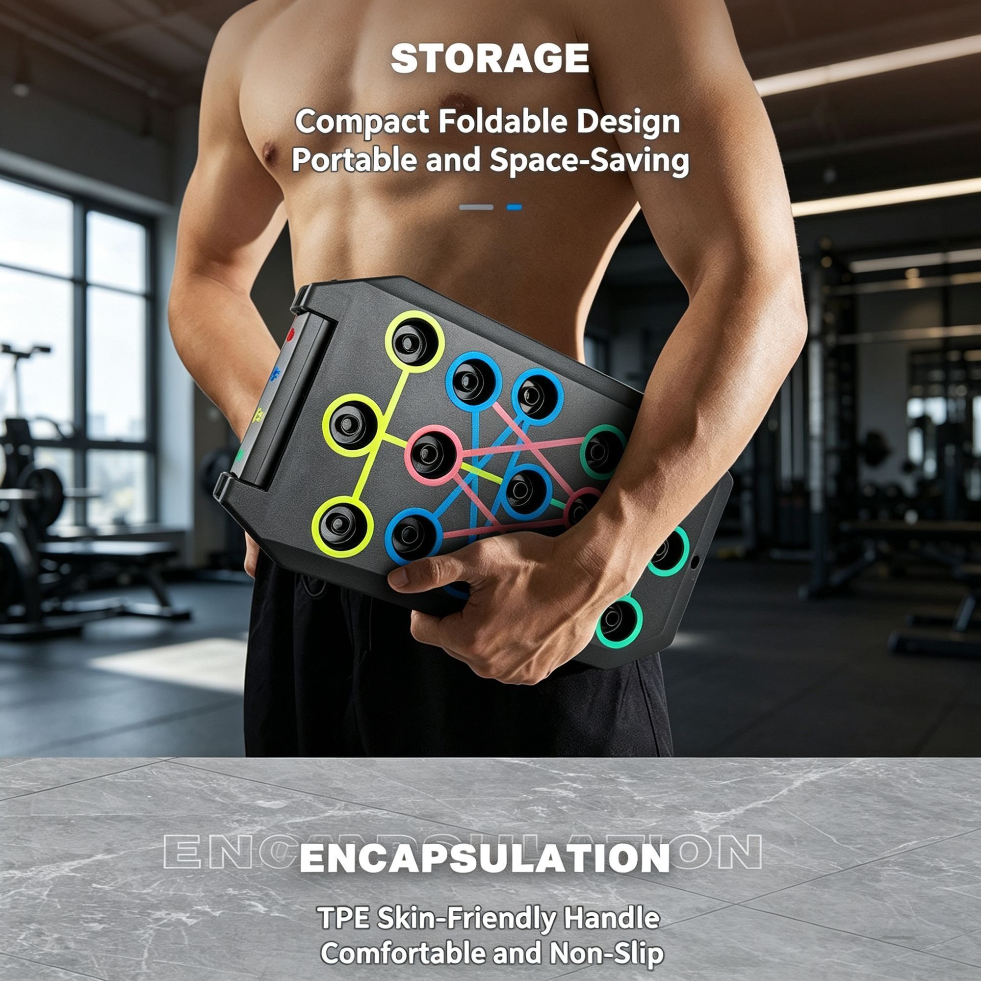 30 Holes Push‑Up Board, Portable Foldable Fitness Equipment for Home Indoor view 9