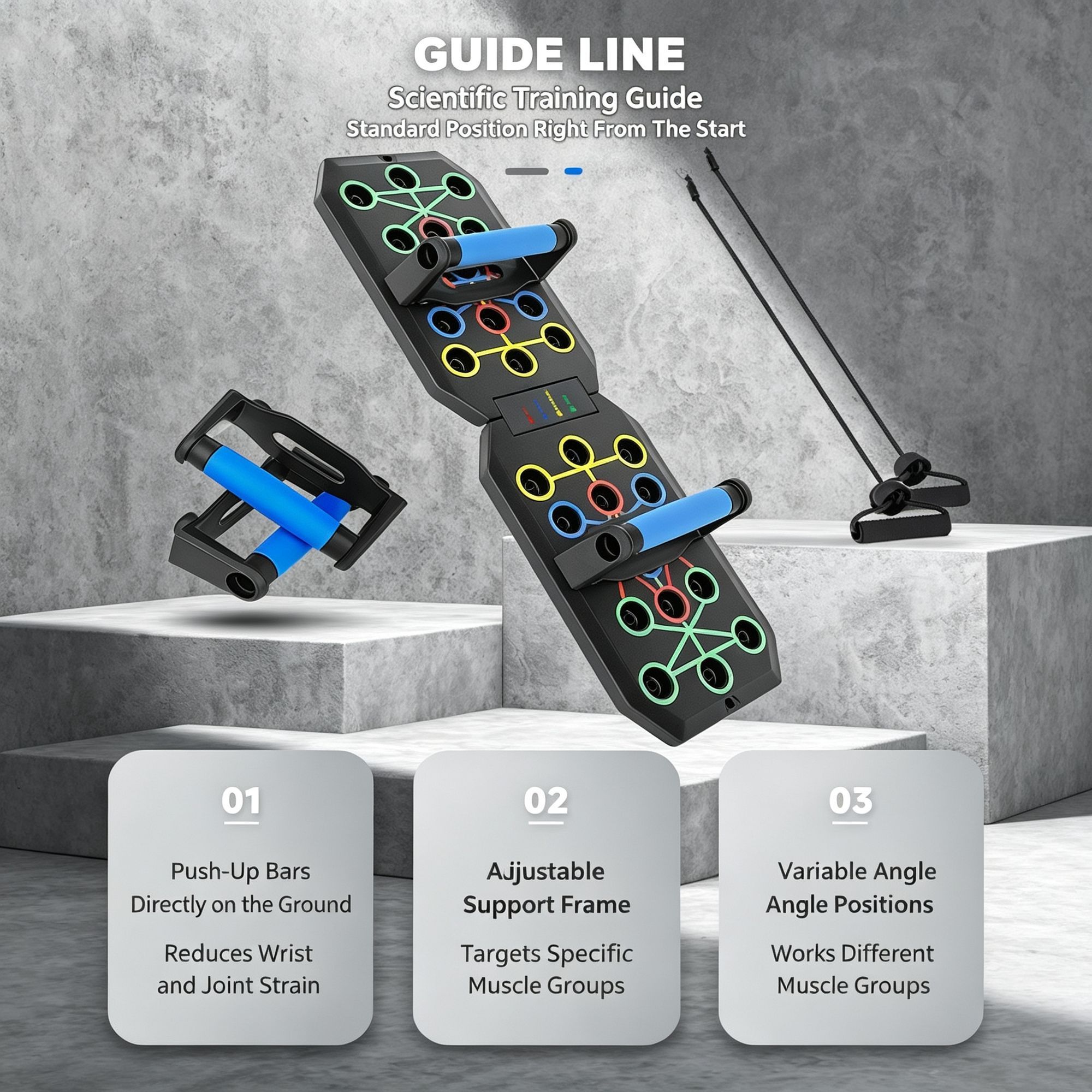 30 Holes Push‑Up Board, Portable Foldable Fitness Equipment for Home Indoor view 4