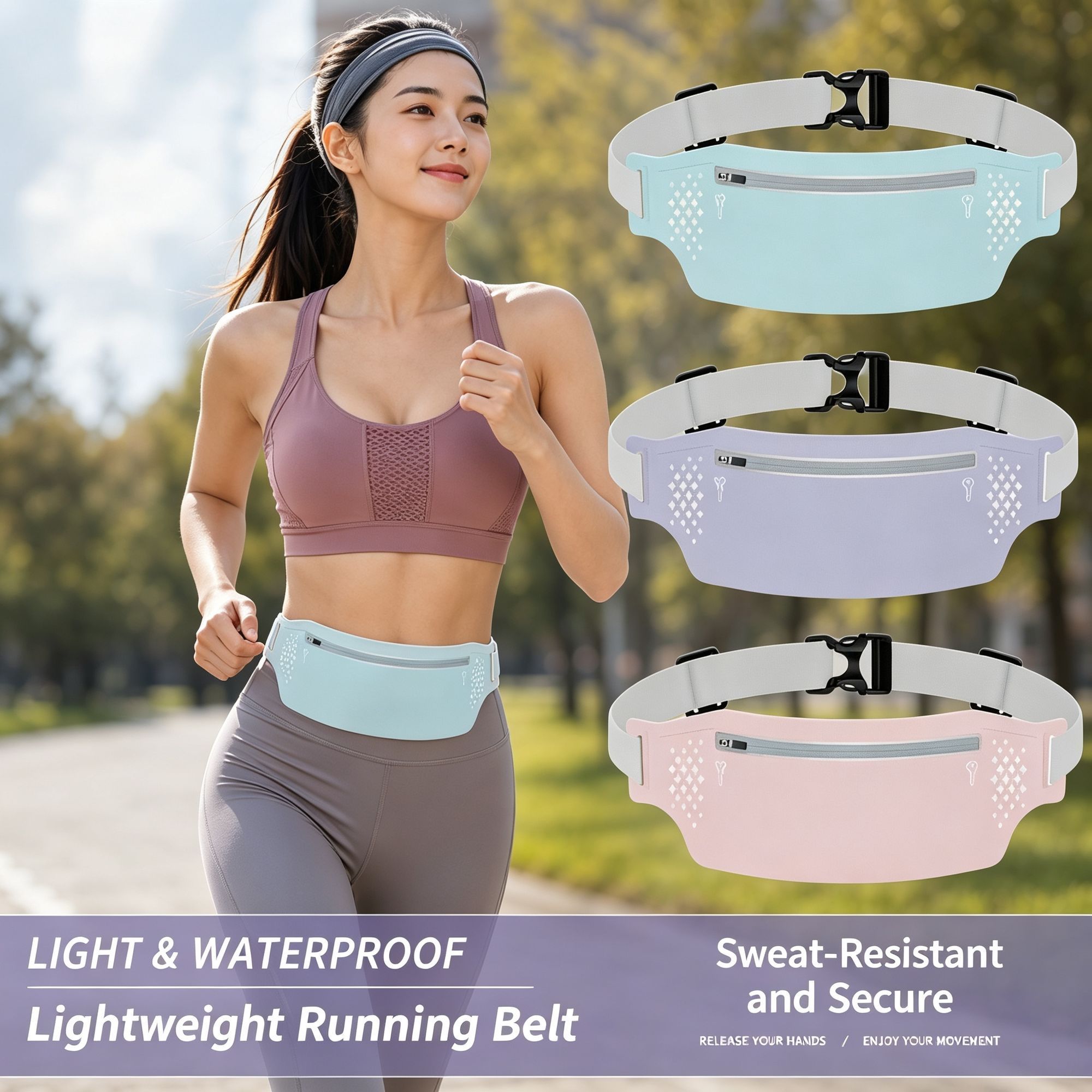 Running Waist Bag for Men Women Outdoor Sports Phone Pouch Slim Close‑Fitting view 2