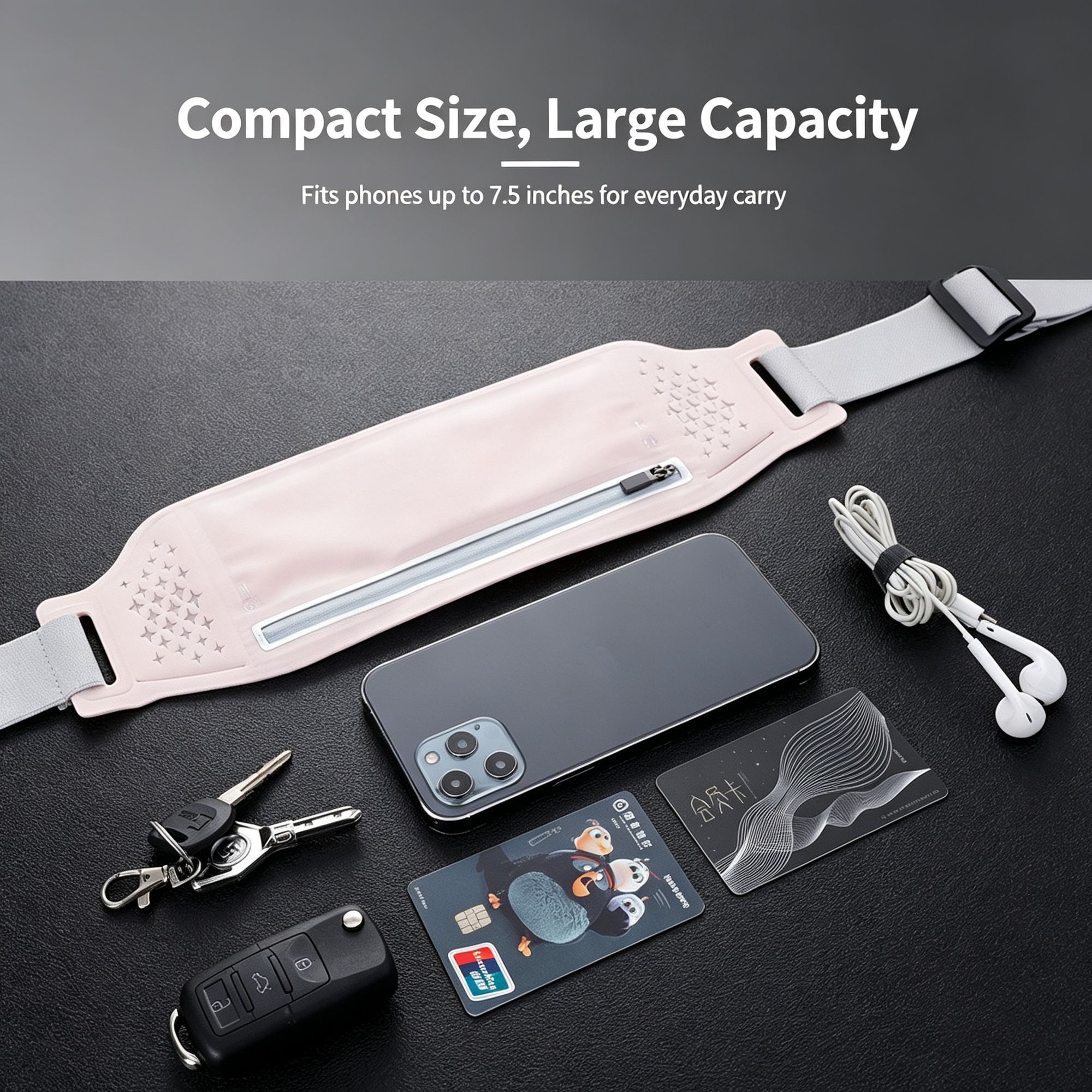 Running Waist Bag for Men Women Outdoor Sports Phone Pouch Slim Close‑Fitting view 3