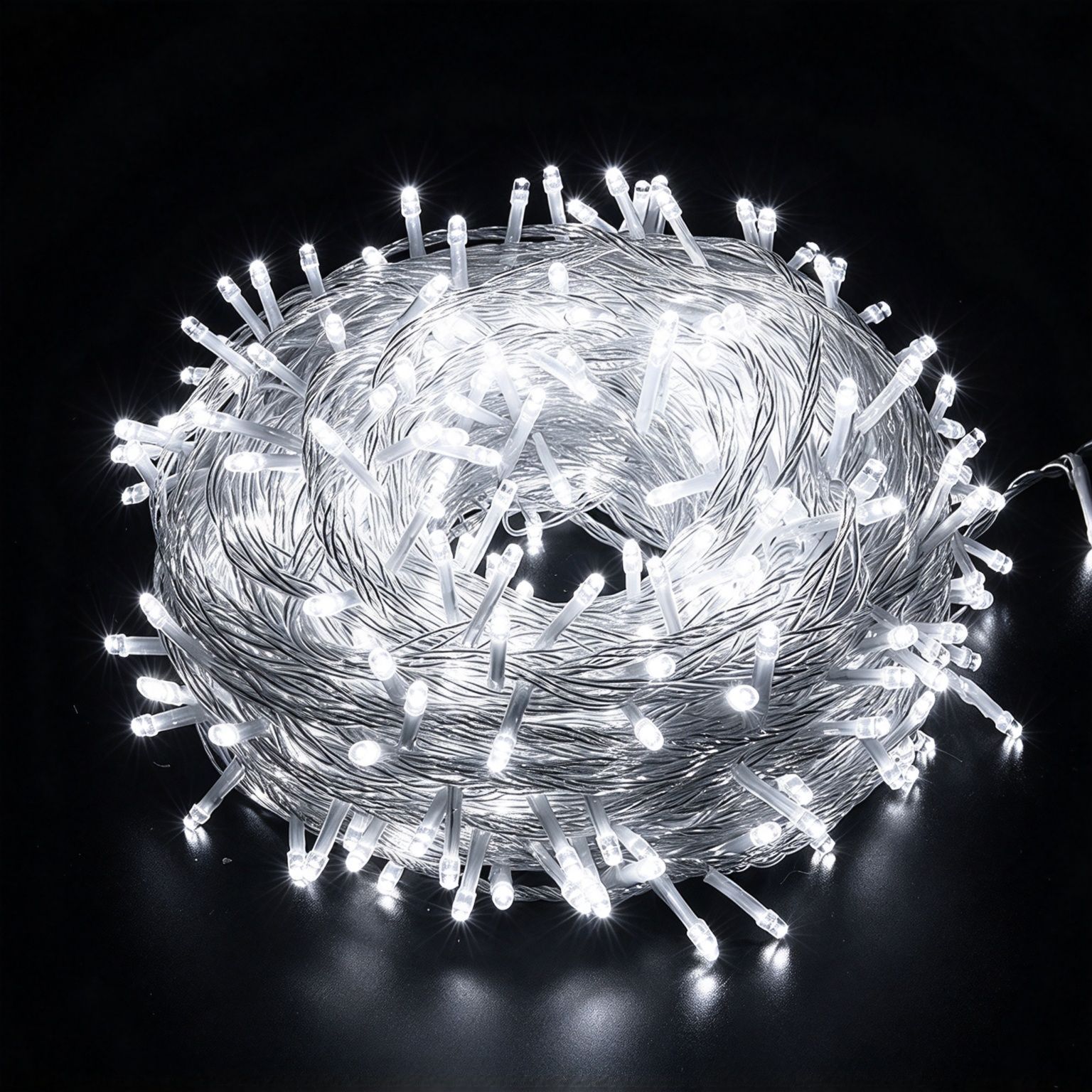 Dense Bead Cool‑White LED Fairy String Lights Plug‑in