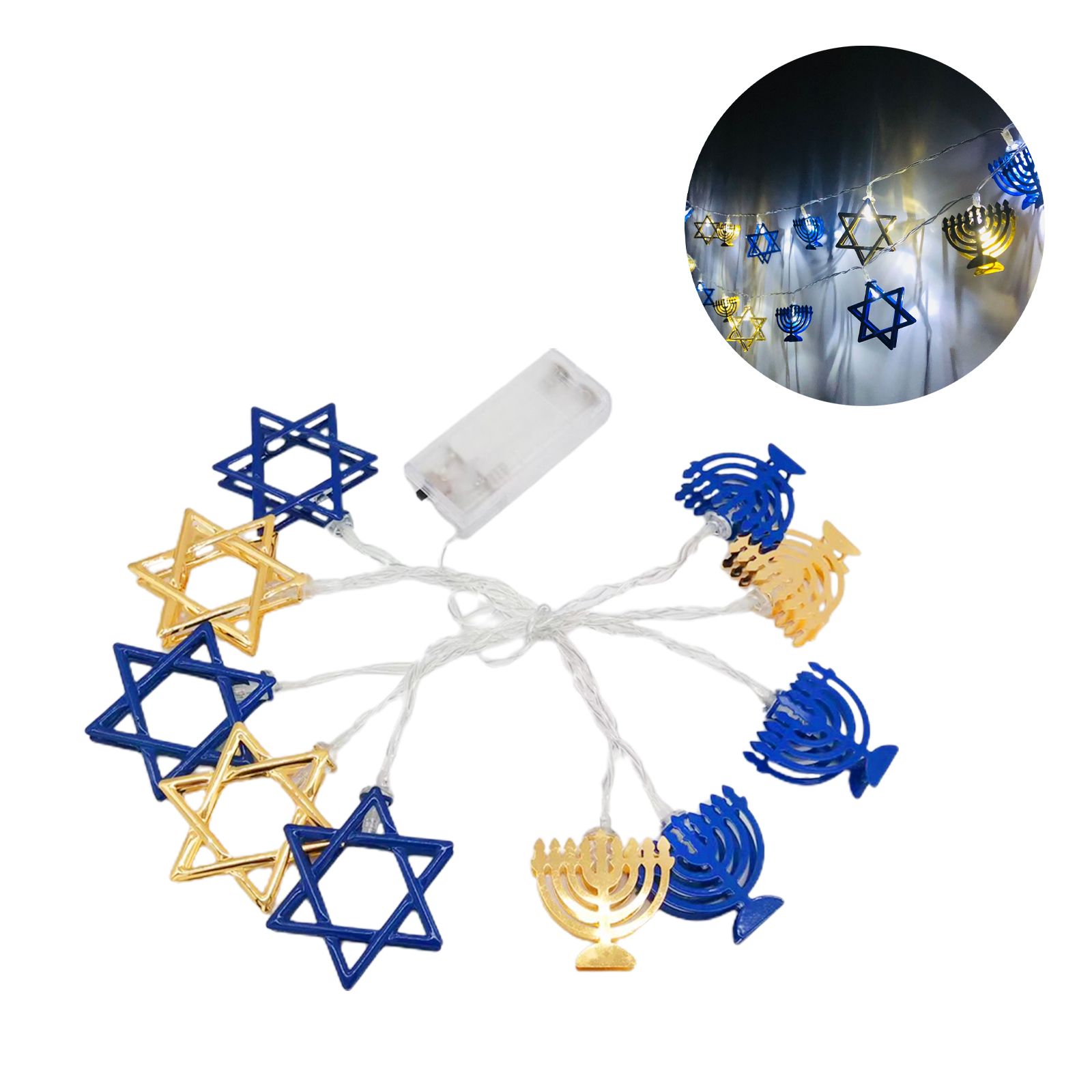 LED Hanukkah String Lights Hexagonal Star Fairy Light 3 Meters 20 LED view 2