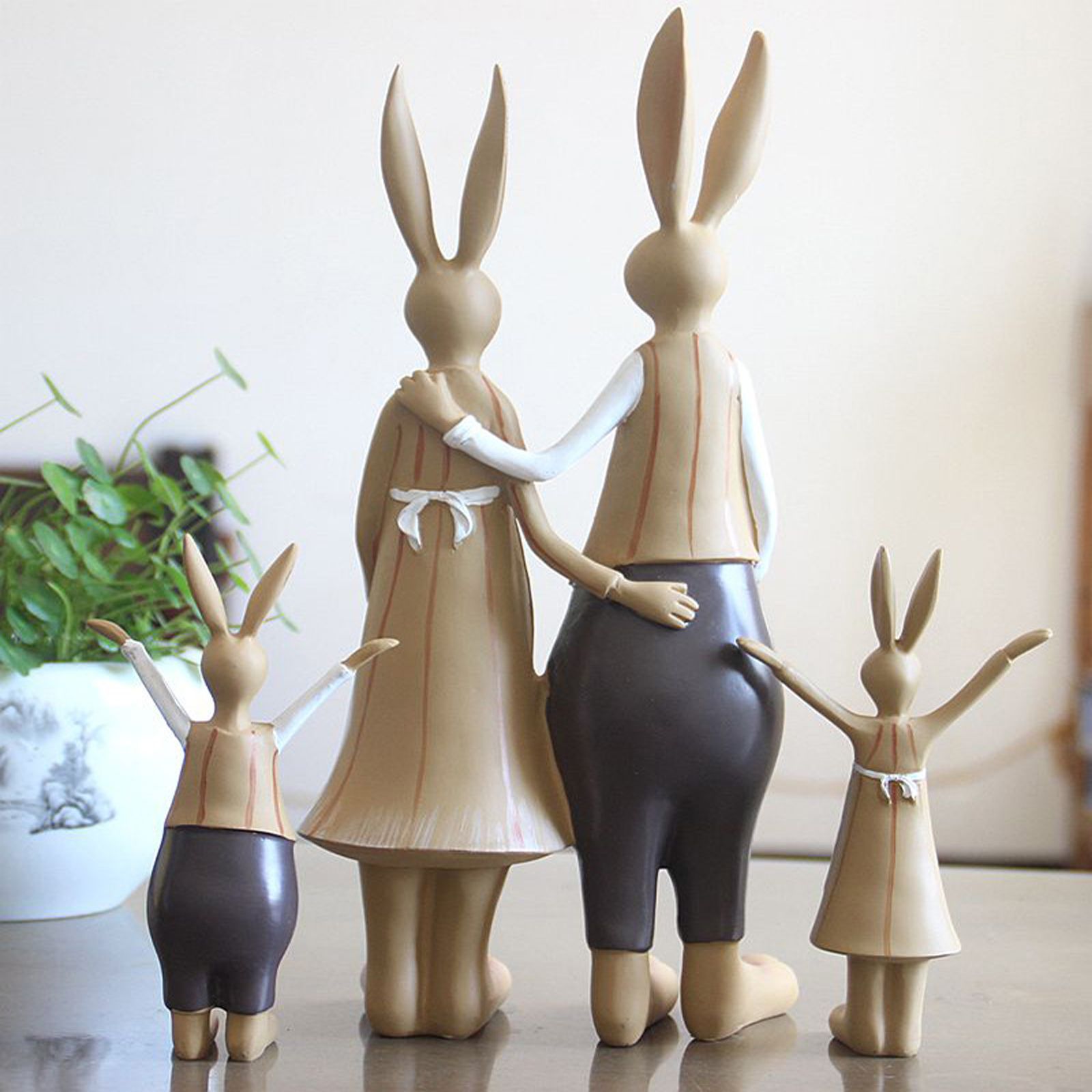 Rabbit Statue Resin Coating Cute Vintage Look Vivid Clear Texture Garden Bunny view 6