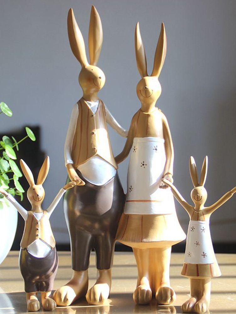 Rabbit Statue Resin Coating Cute Vintage Look Vivid Clear Texture Garden Bunny view 9