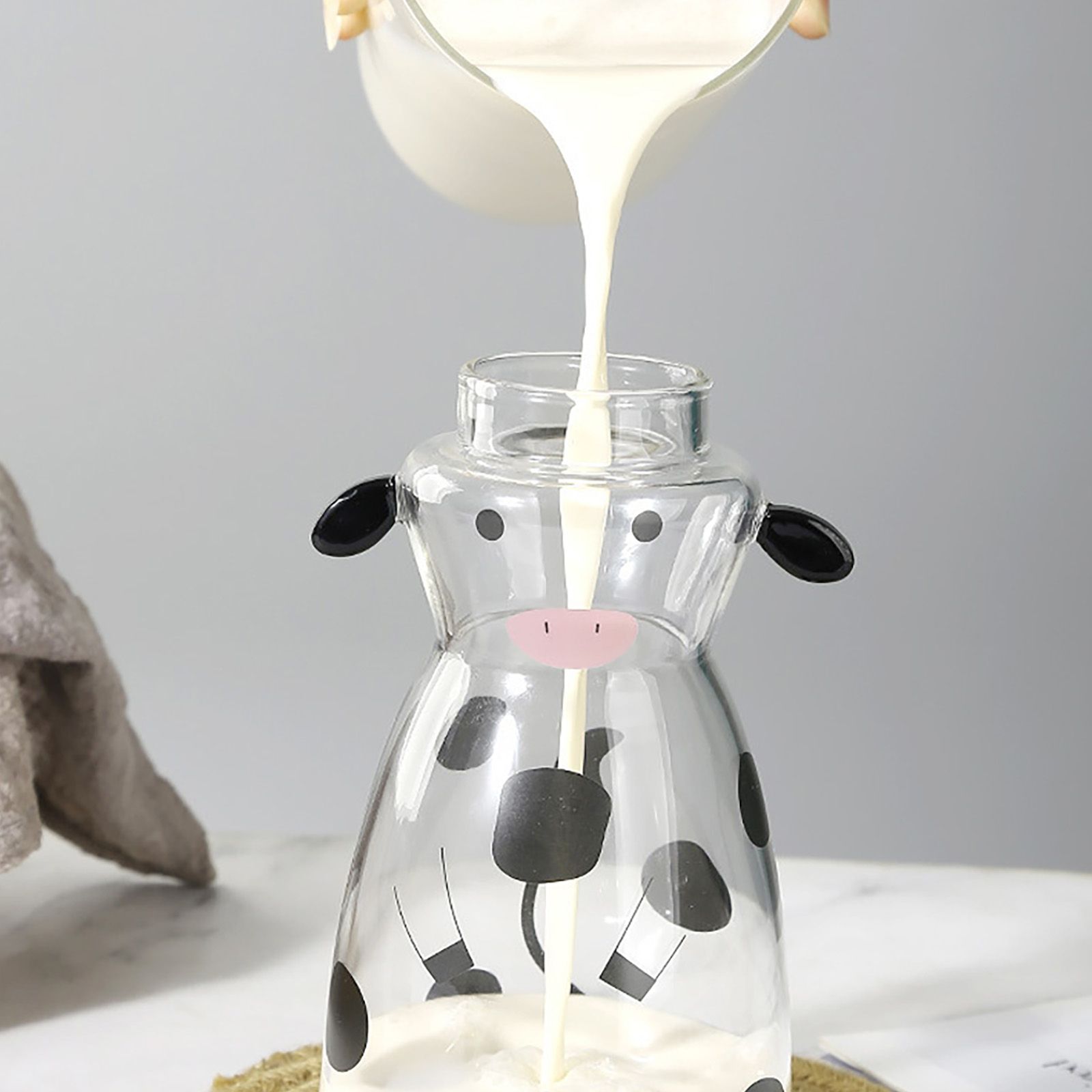 600MLCreative Glass Straw Cup Cow Shape Glass Cup with Straw view 6