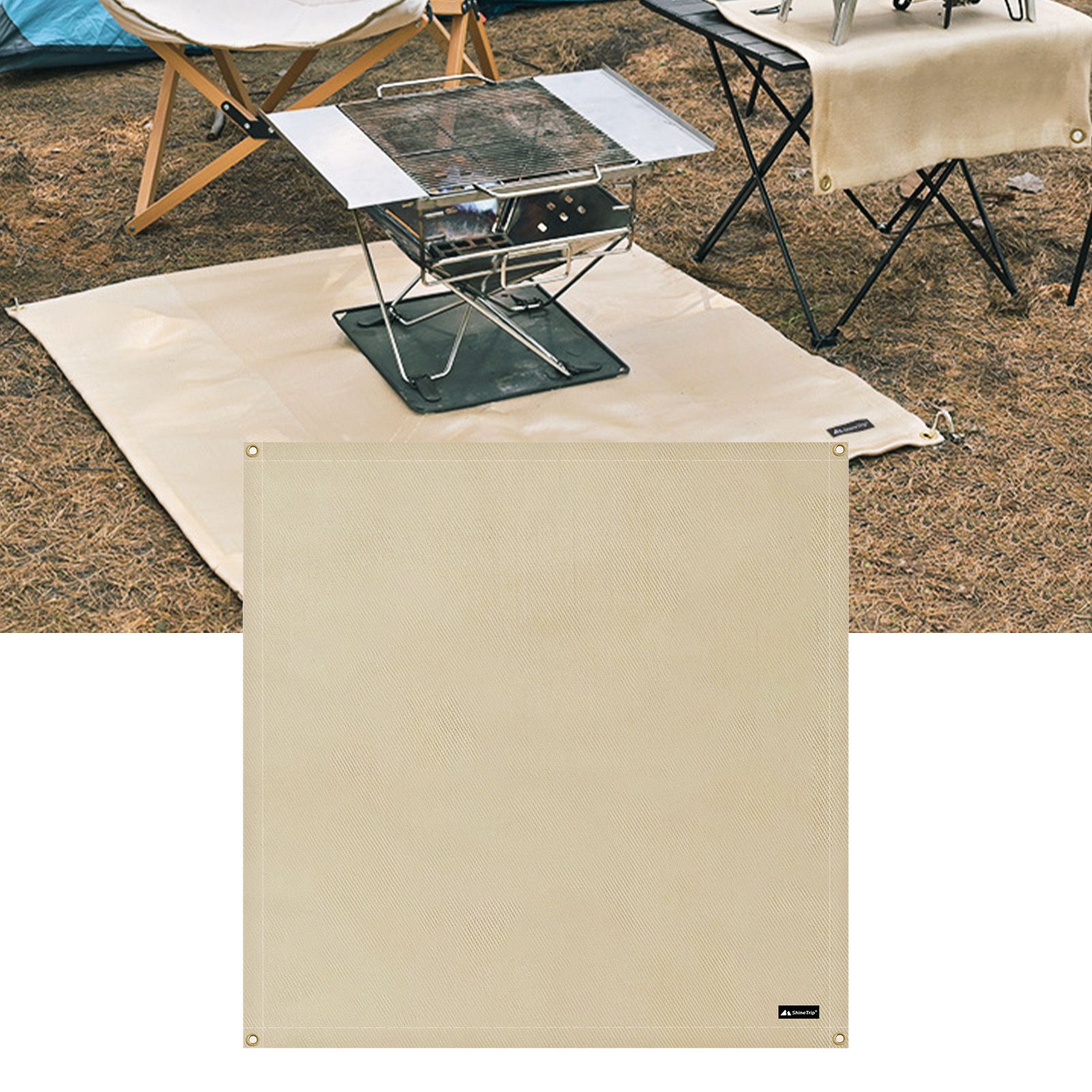 BBQ Grill Mat Outdoor Picnic Fire Pit Mat High Temperature Resistant Glass view 5
