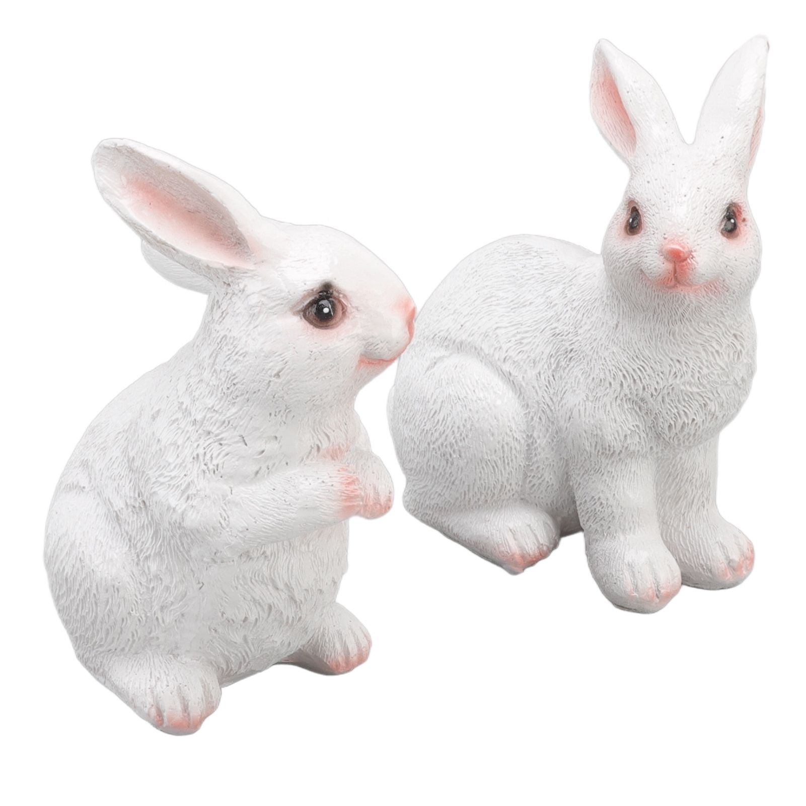 One Pair Garden Statues Rabbit Synthetic Resin Outdoor Craft Sculpture for
