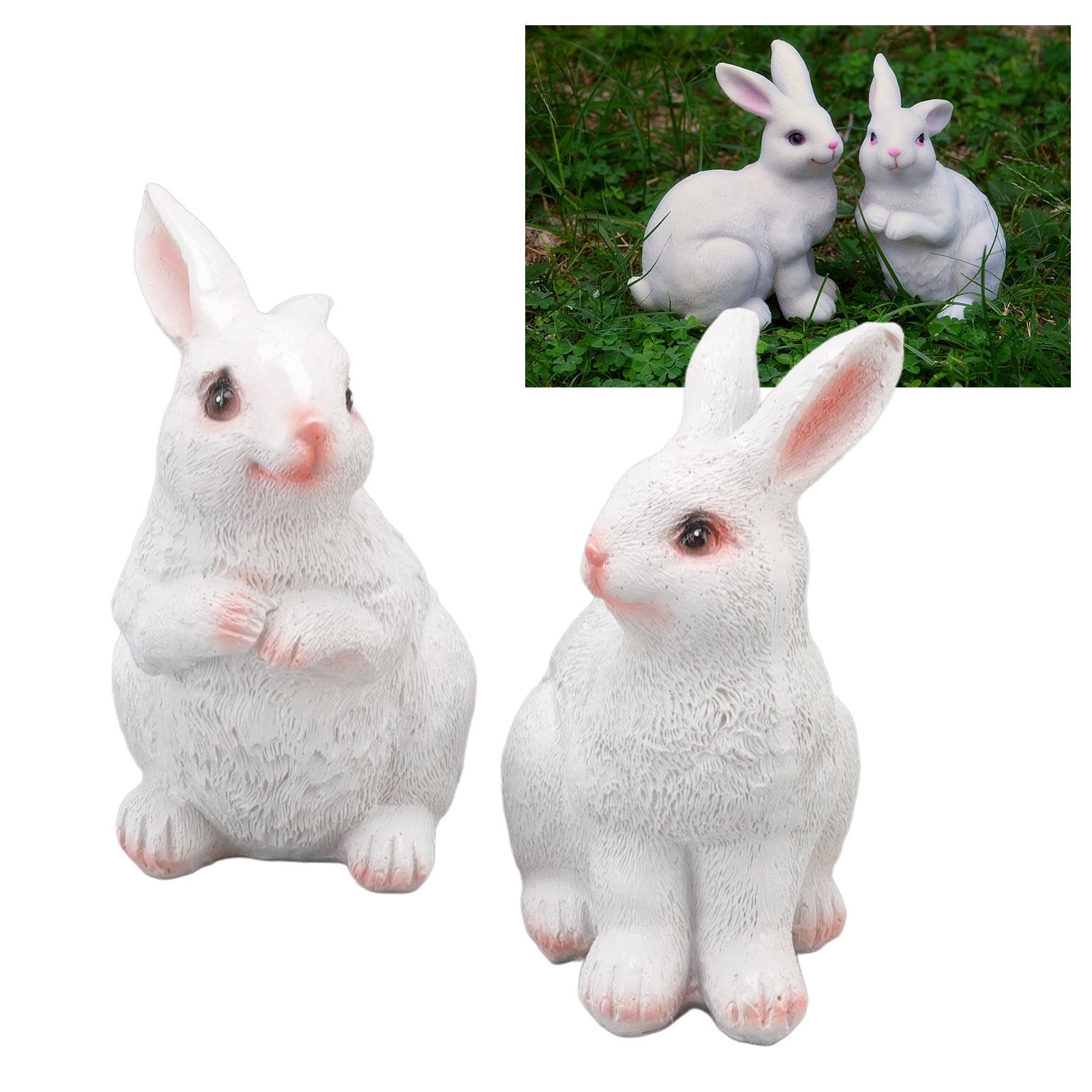 One Pair Garden Statues Rabbit Synthetic Resin Outdoor Craft Sculpture for view 11