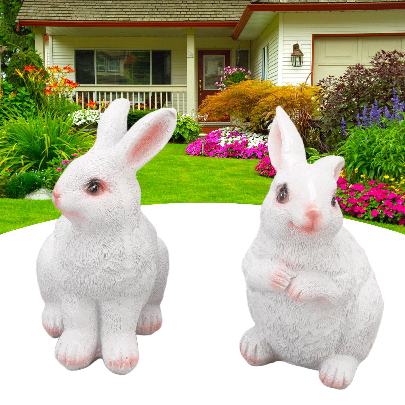 One Pair Garden Statues Rabbit Synthetic Resin Outdoor Craft Sculpture for view 12