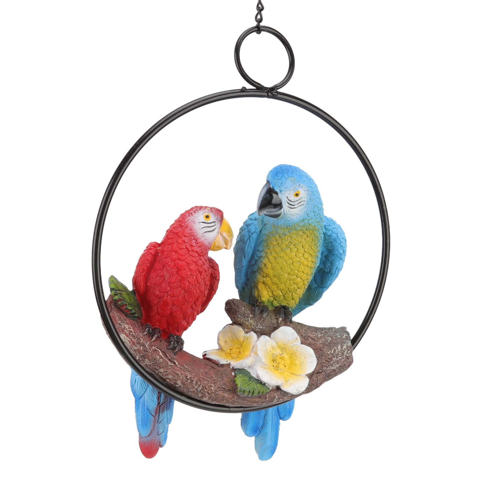 Garden Iron Ring Parrot Pendant Resin Bird Model Crafts Courtyard Balcony view 3