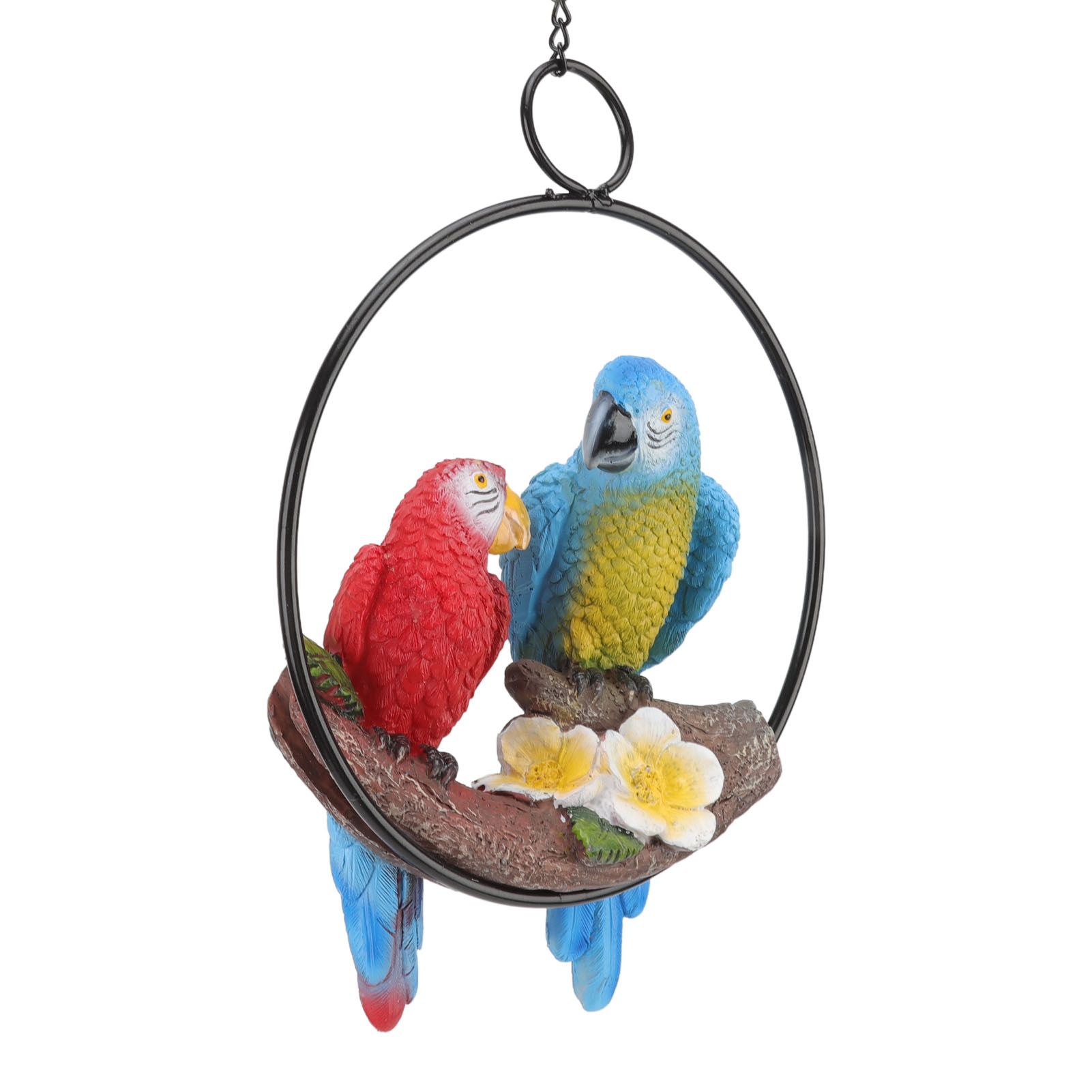 Garden Iron Ring Parrot Pendant Resin Bird Model Crafts Courtyard Balcony view 4