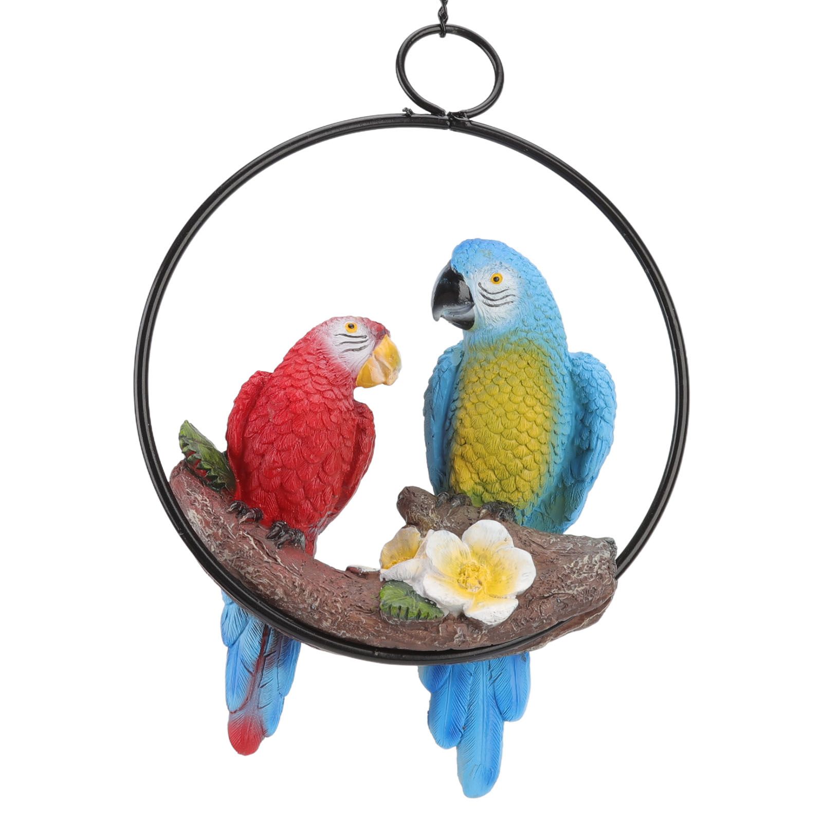 Garden Iron Ring Parrot Pendant Resin Bird Model Crafts Courtyard Balcony view 5