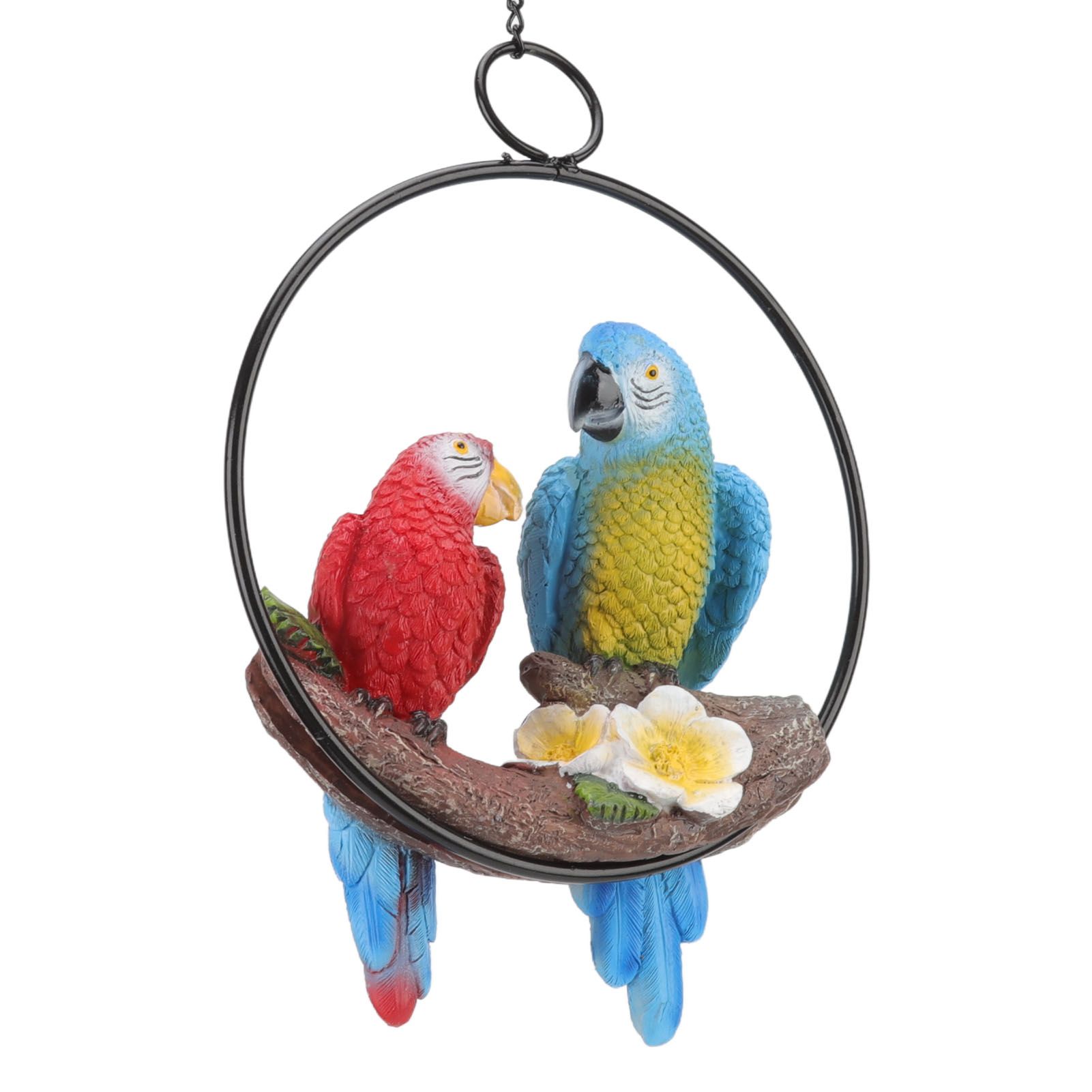 Garden Iron Ring Parrot Pendant Resin Bird Model Crafts Courtyard Balcony view 6