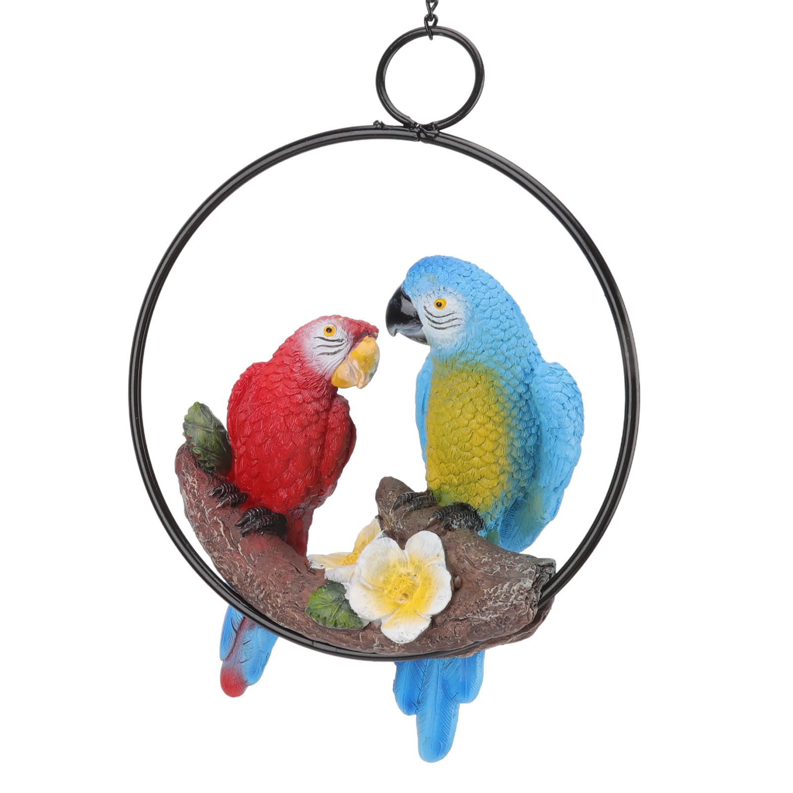 Garden Iron Ring Parrot Pendant Resin Bird Model Crafts Courtyard Balcony view 7