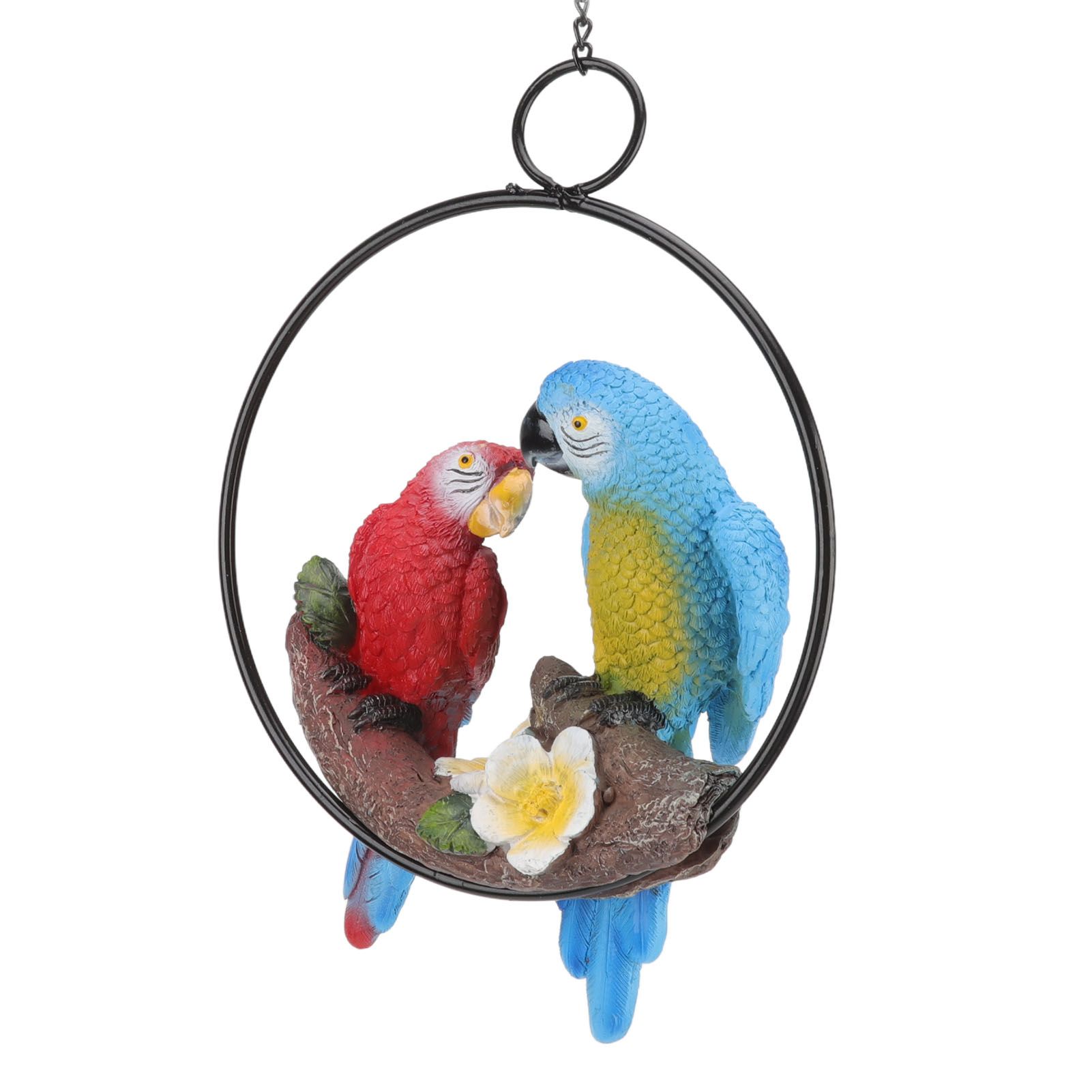 Garden Iron Ring Parrot Pendant Resin Bird Model Crafts Courtyard Balcony view 8