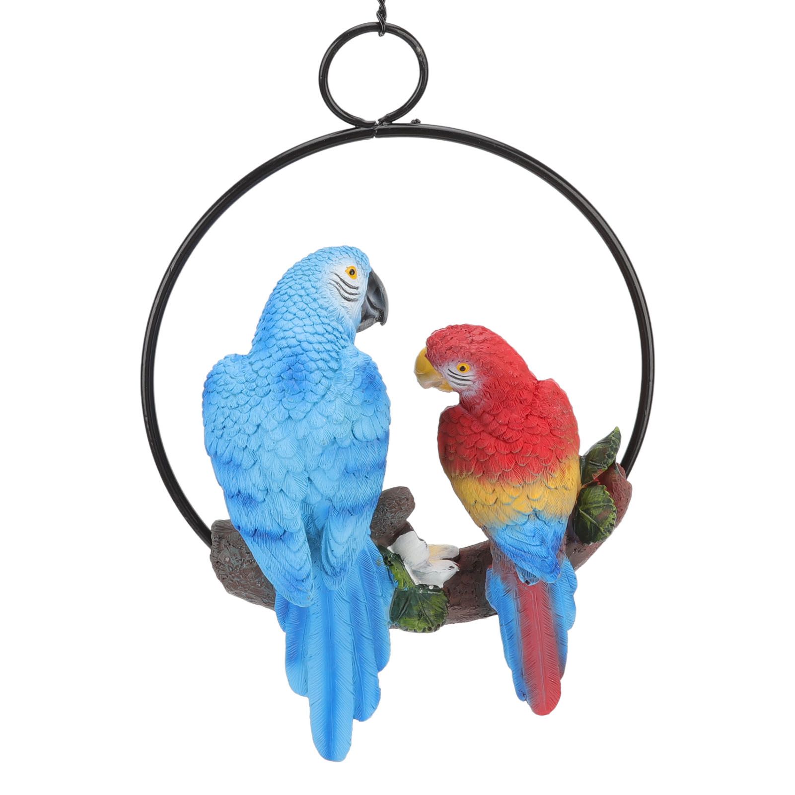 Garden Iron Ring Parrot Pendant Resin Bird Model Crafts Courtyard Balcony view 9