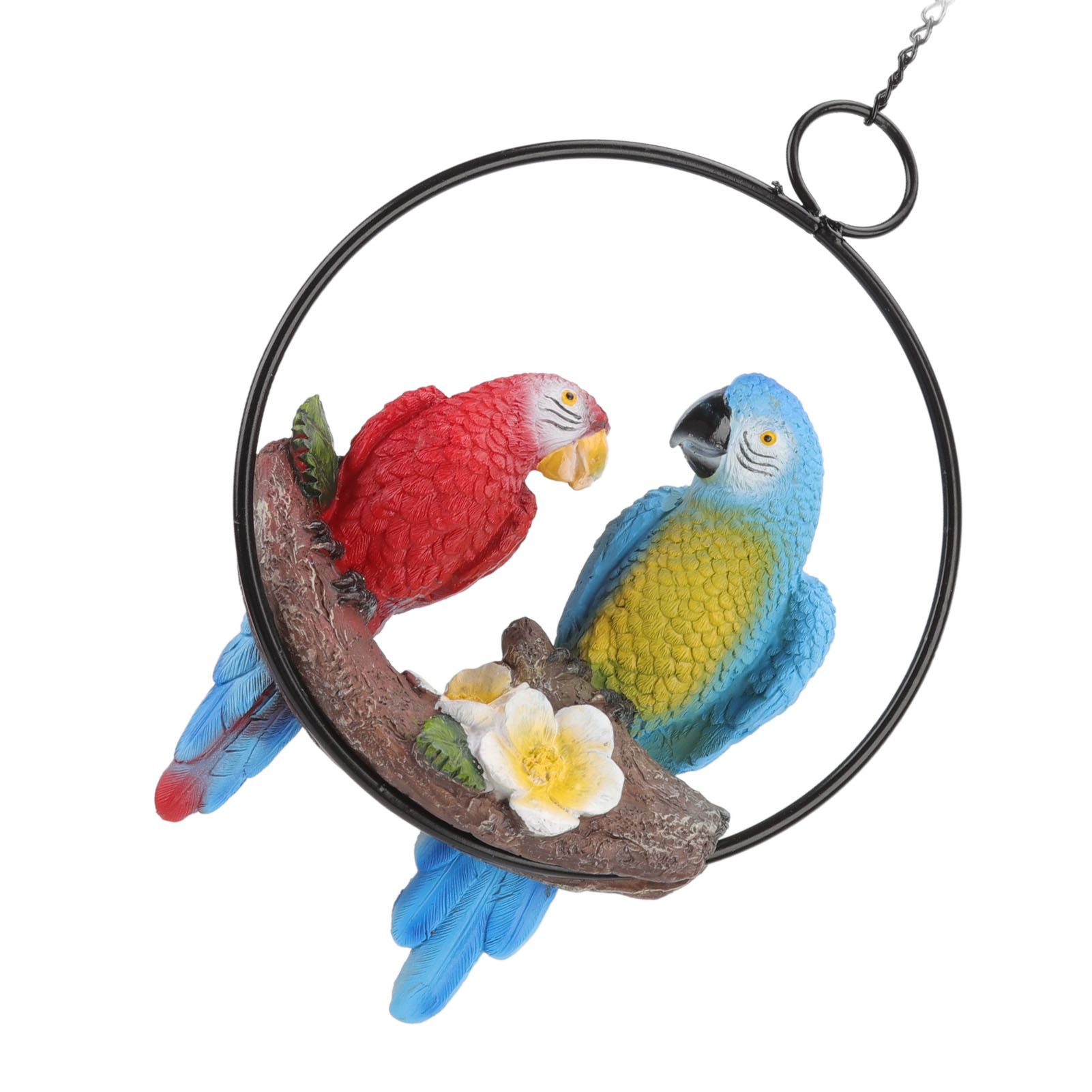 Garden Iron Ring Parrot Pendant Resin Bird Model Crafts Courtyard Balcony view 10