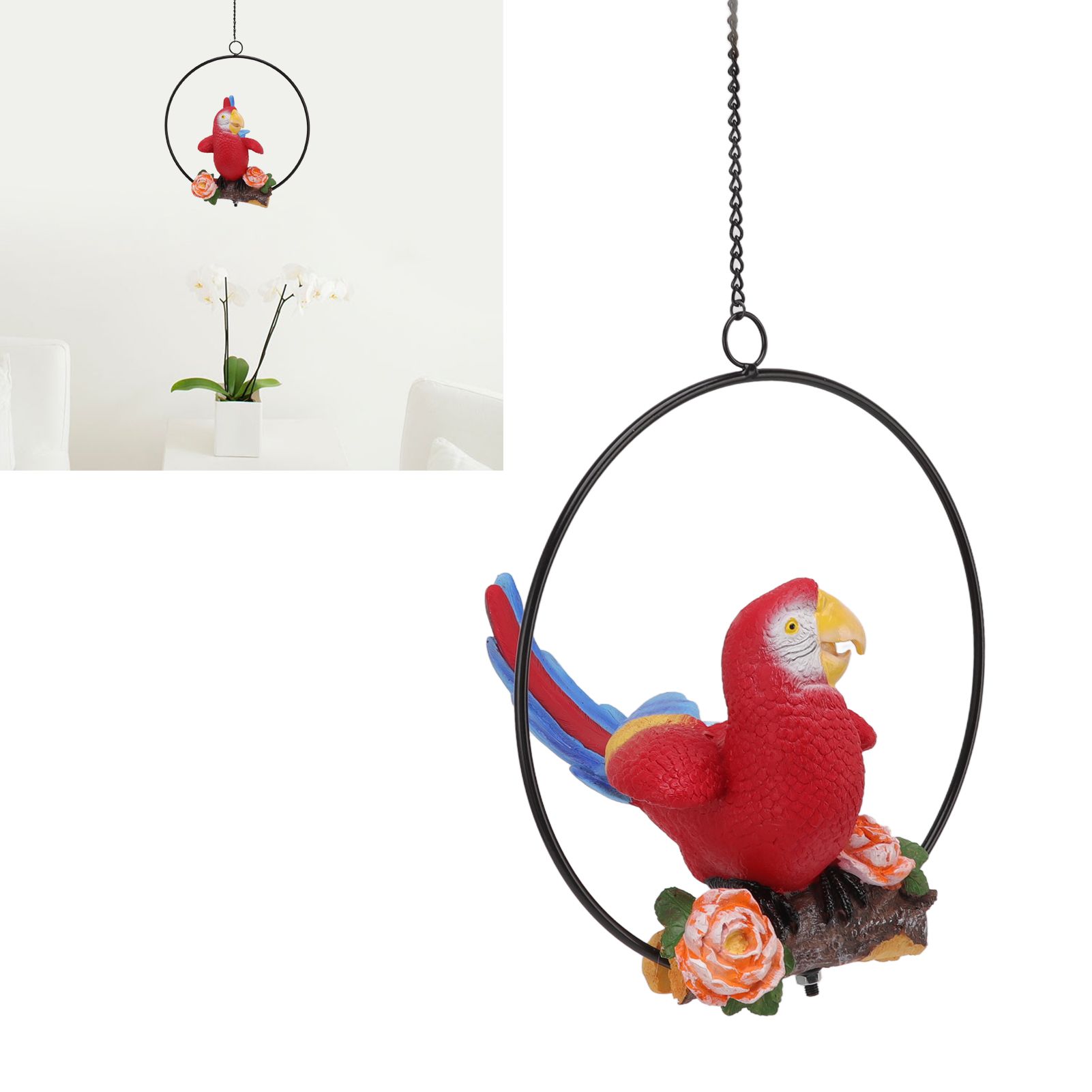 Hanging Iron Ring Parrots Resin Waterproof Exquisite Garden Hanging Parrot view 11