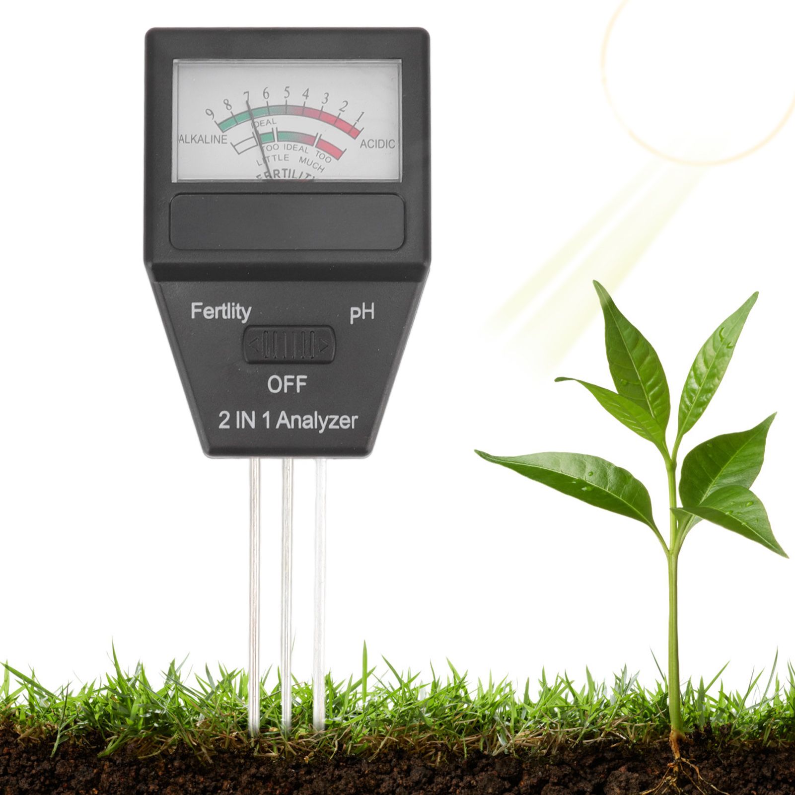 2 in 1 Soil PH Meter Soil Fertility Tester with 3 Probes for Home Garden Lawn view 11