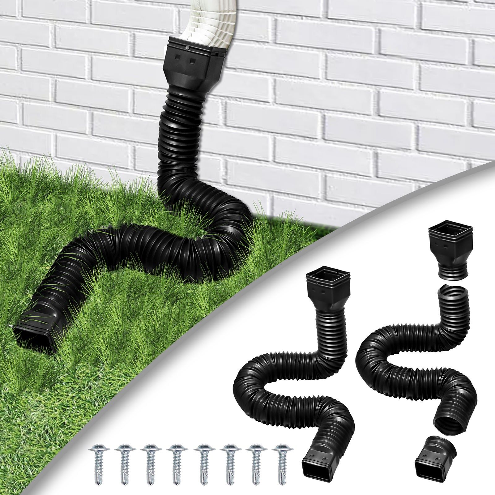 Rain Gutter Downspout Extensions Flexible Universal Drain Downspout Extender view 12