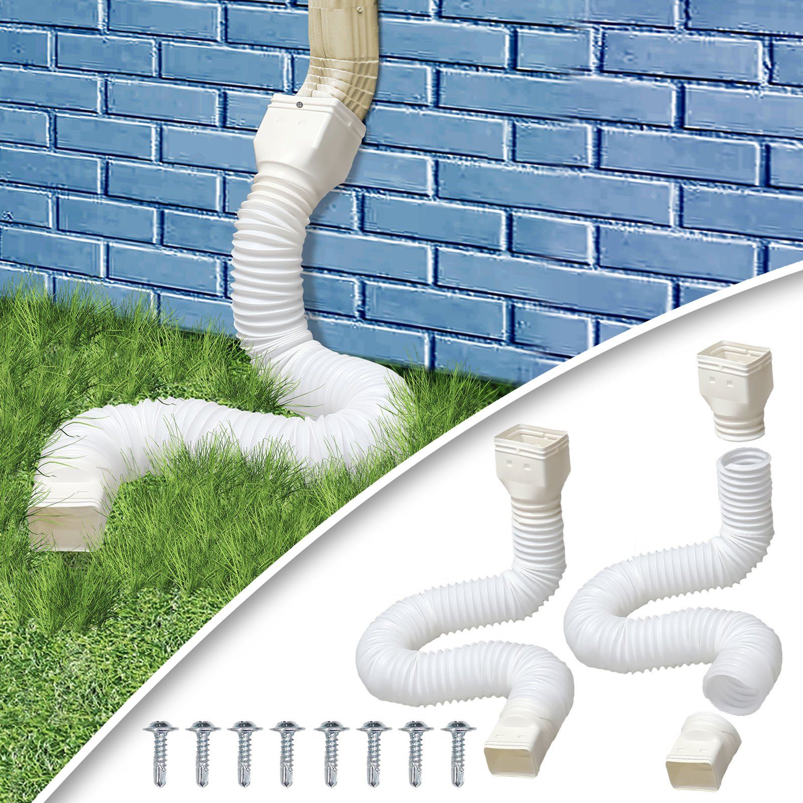 Rain Gutter Downspout Extensions Flexible Universal Drain Downspout Extender view 11