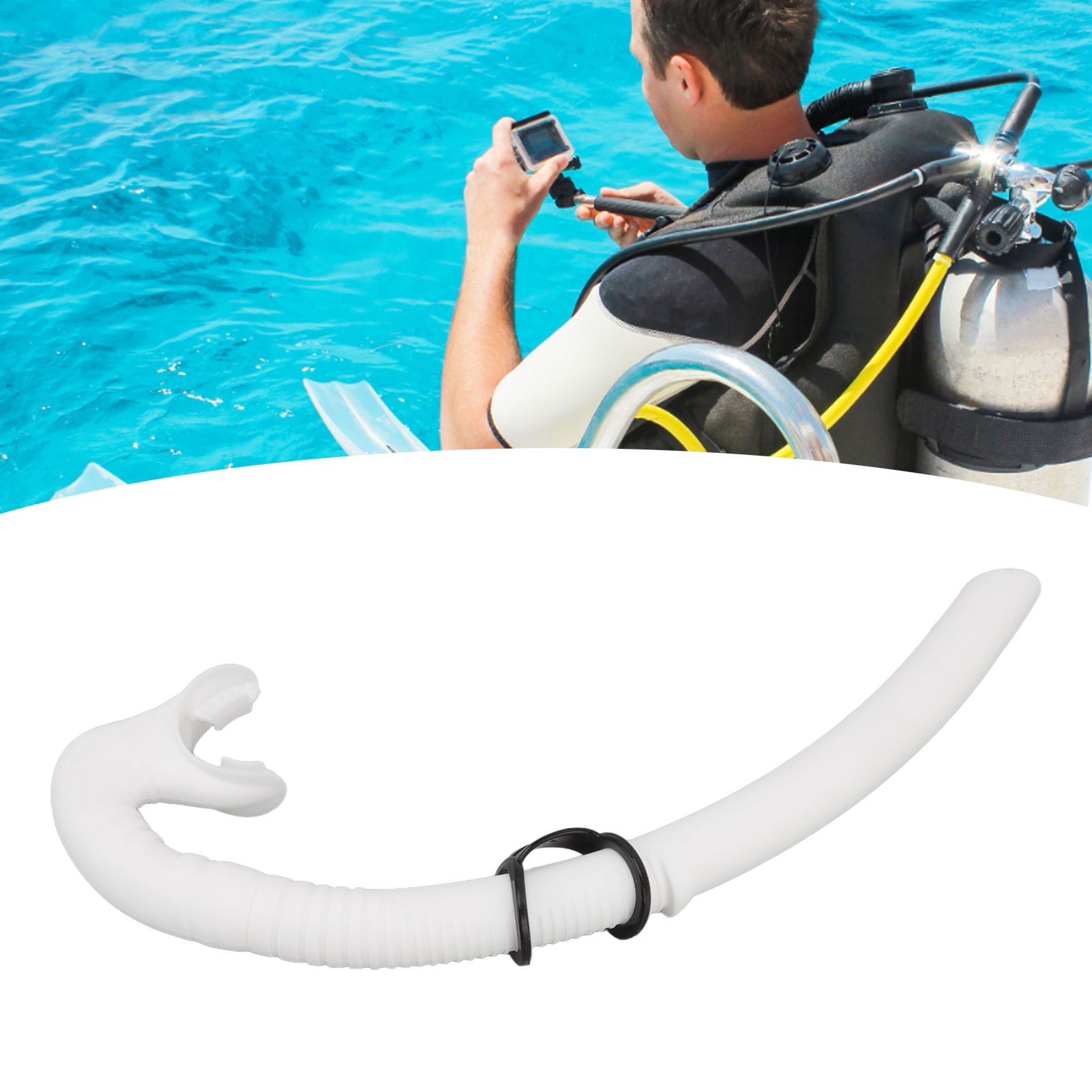 Diving Breathing Tube Foldable Soft Mouthpiece Silicone Freediving Snorkel for view 11