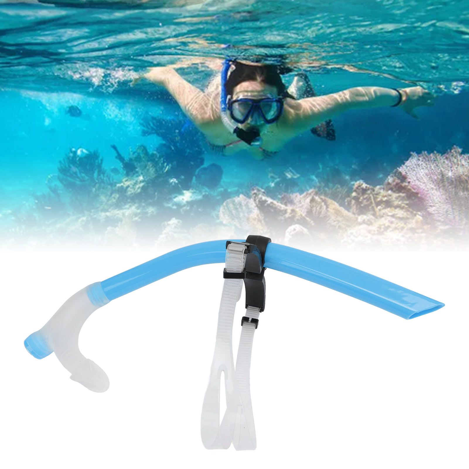 Swimming Snorkel Reduced Drag Silicone Swimming Breathing Tube with Adjustable view 12