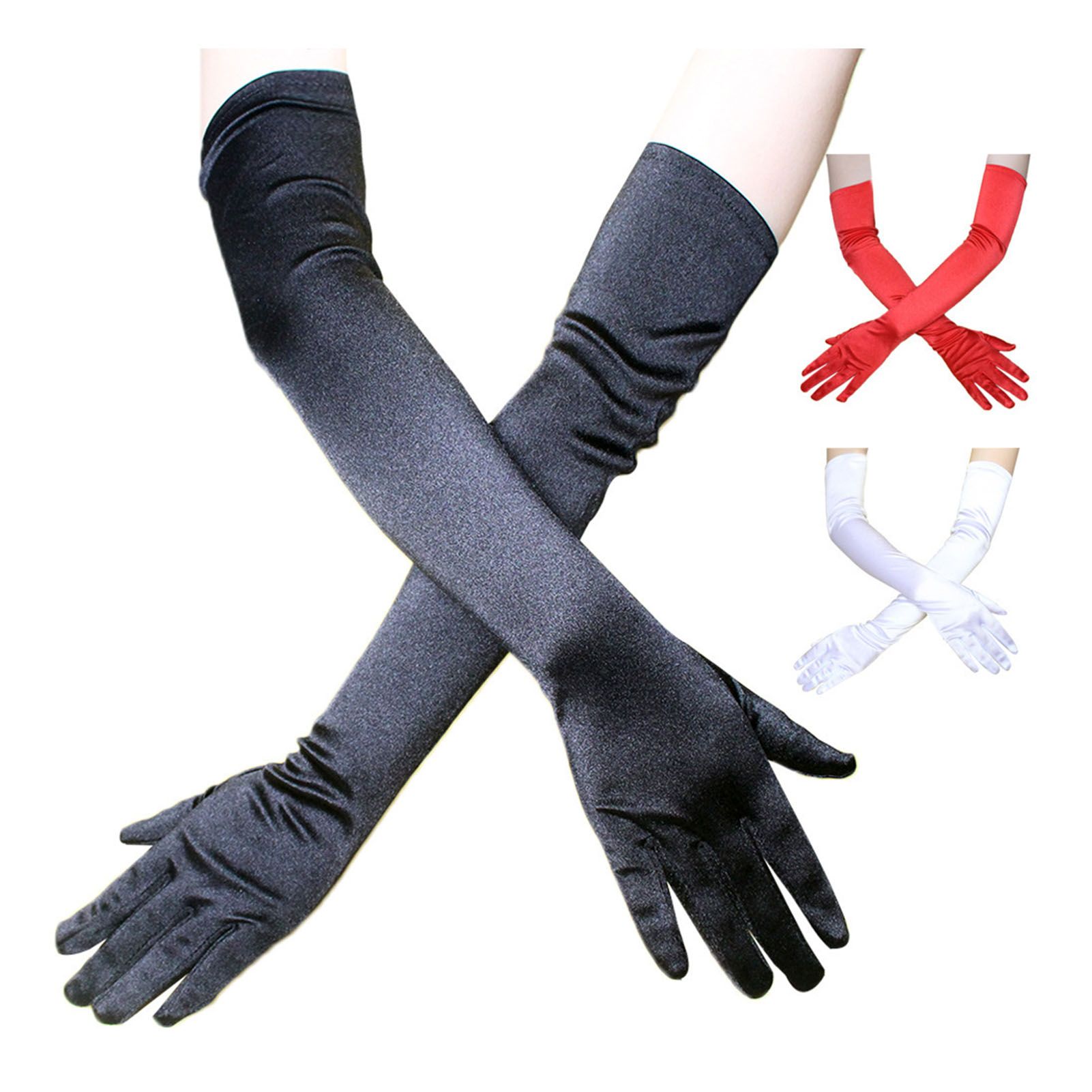 Long Satin Gloves Fashionable Stretch Long Evening Opera Satin Gloves for