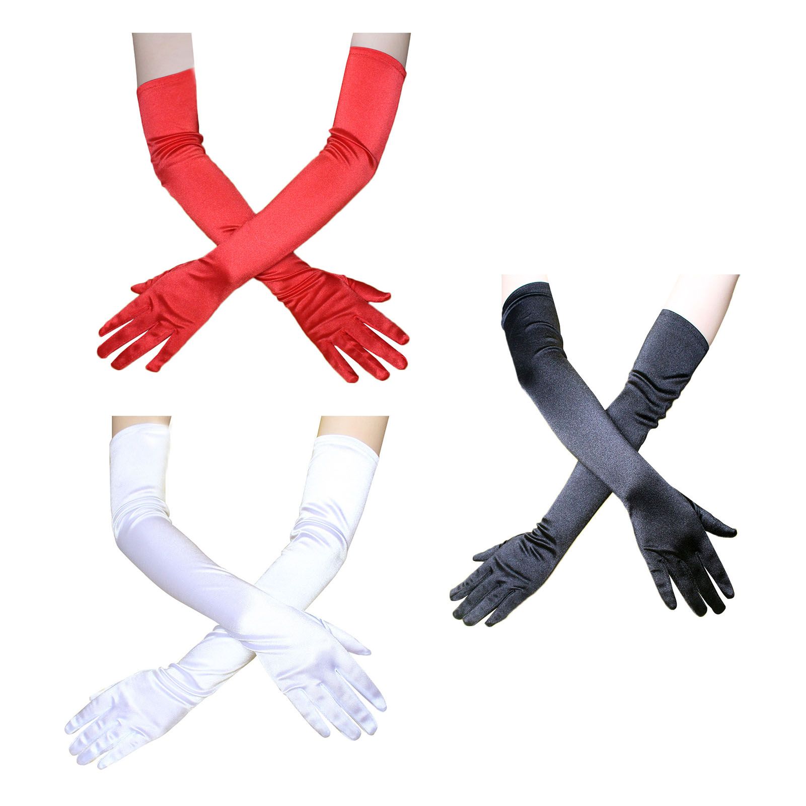 Long Satin Gloves Fashionable Stretch Long Evening Opera Satin Gloves for view 2