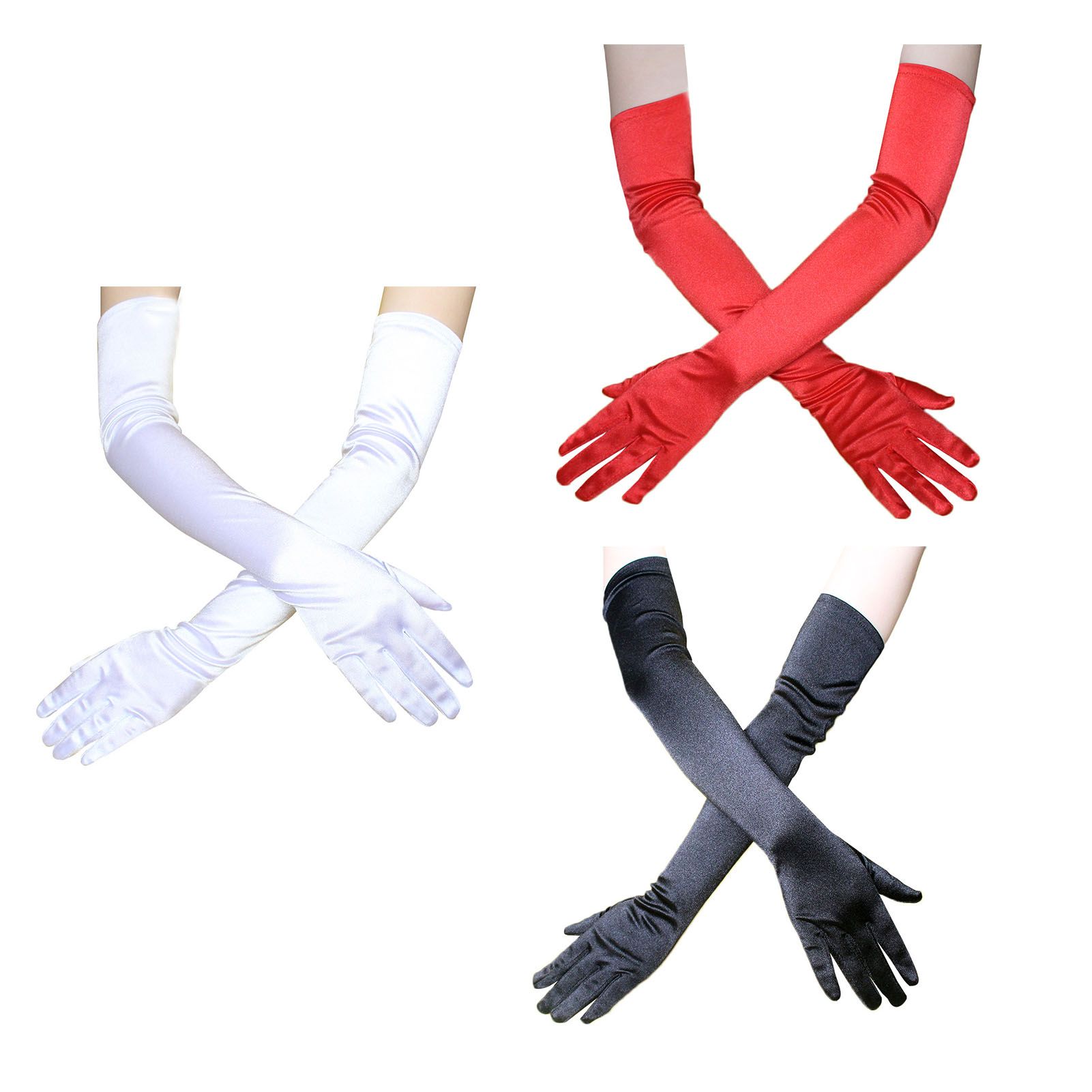 Long Satin Gloves Fashionable Stretch Long Evening Opera Satin Gloves for view 4