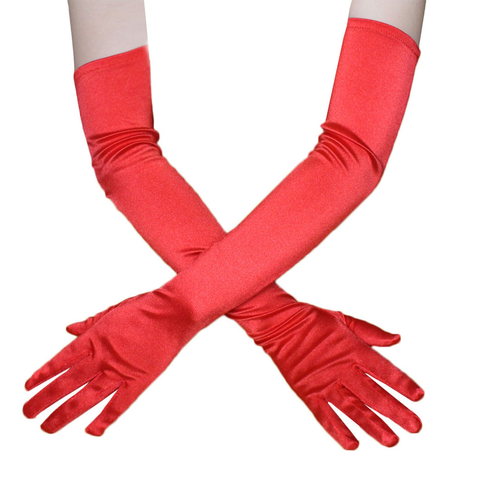 Long Satin Gloves Fashionable Stretch Long Evening Opera Satin Gloves for view 9