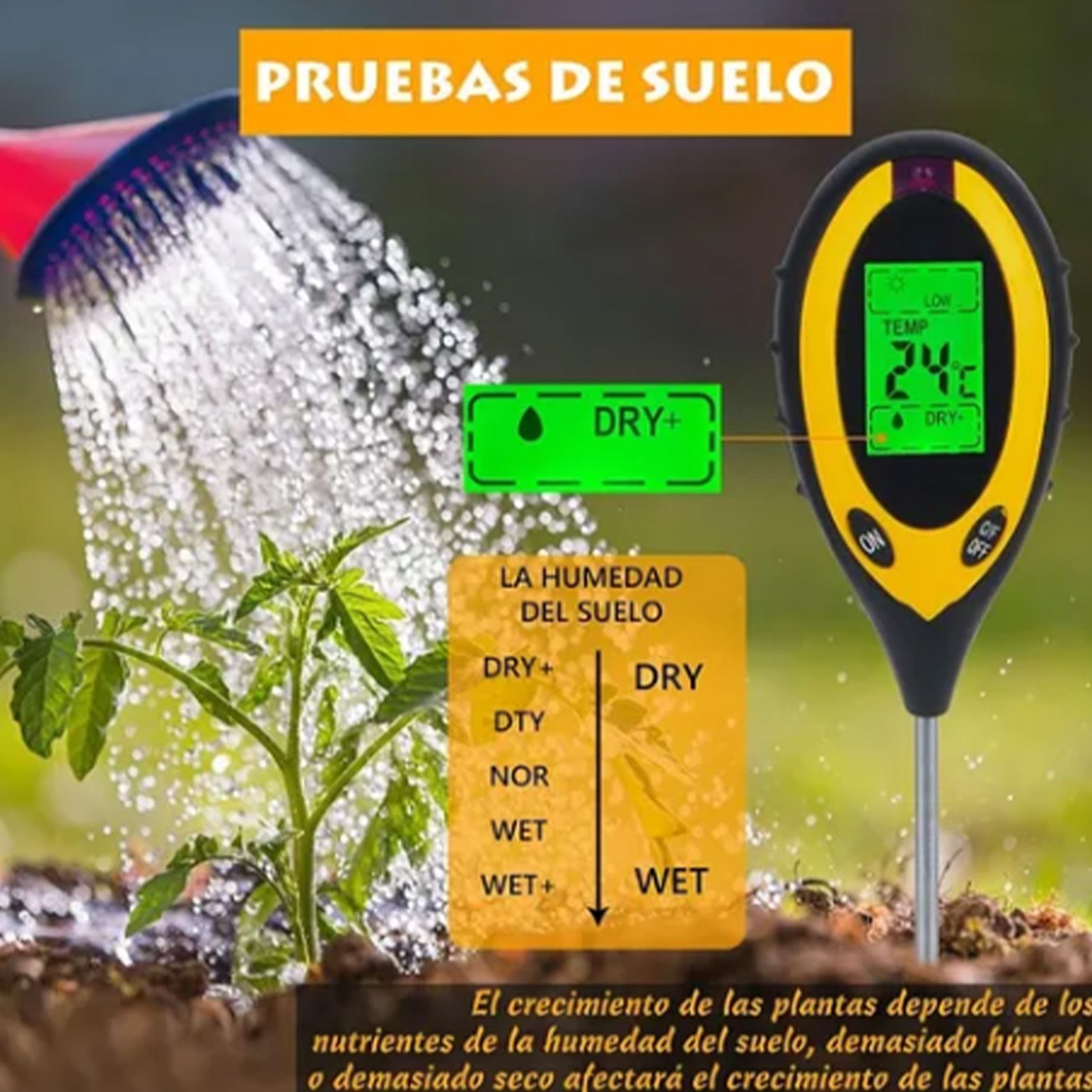4 In 1 Soil Meter Temperature Sunlight Moisture PH Soil Tester for Family view 10