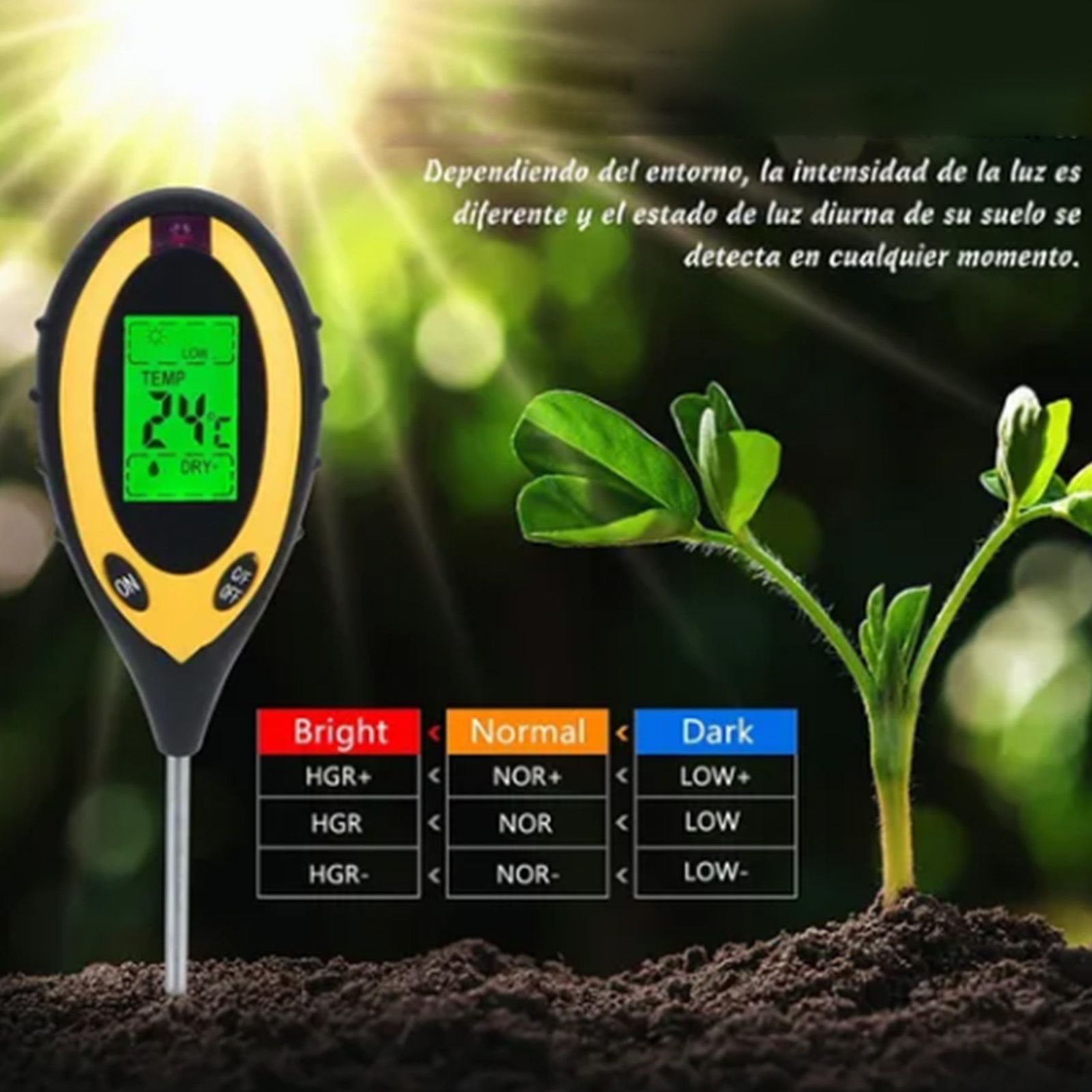 4 In 1 Soil Meter Temperature Sunlight Moisture PH Soil Tester for Family view 12