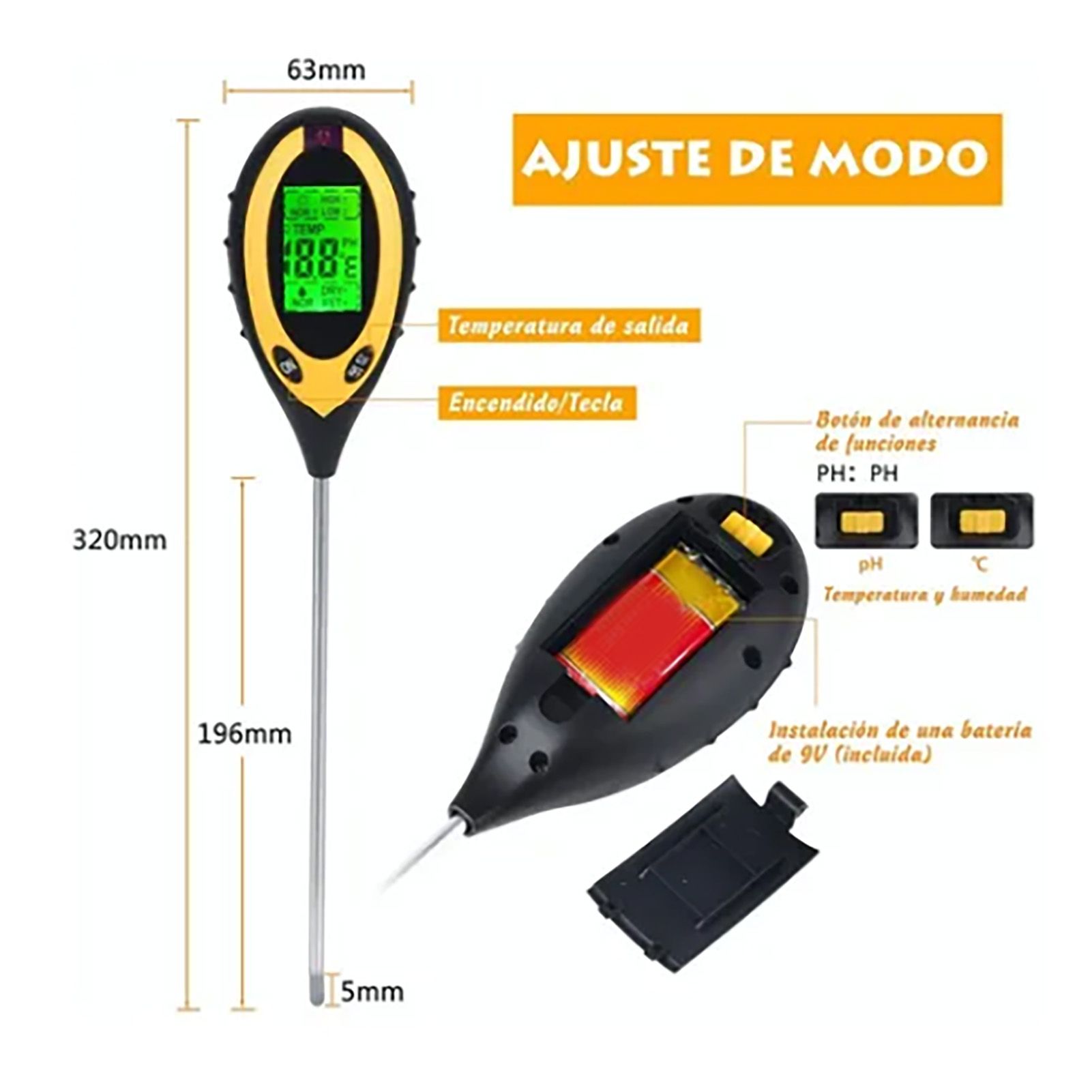 4 In 1 Soil Meter Temperature Sunlight Moisture PH Soil Tester for Family view 13