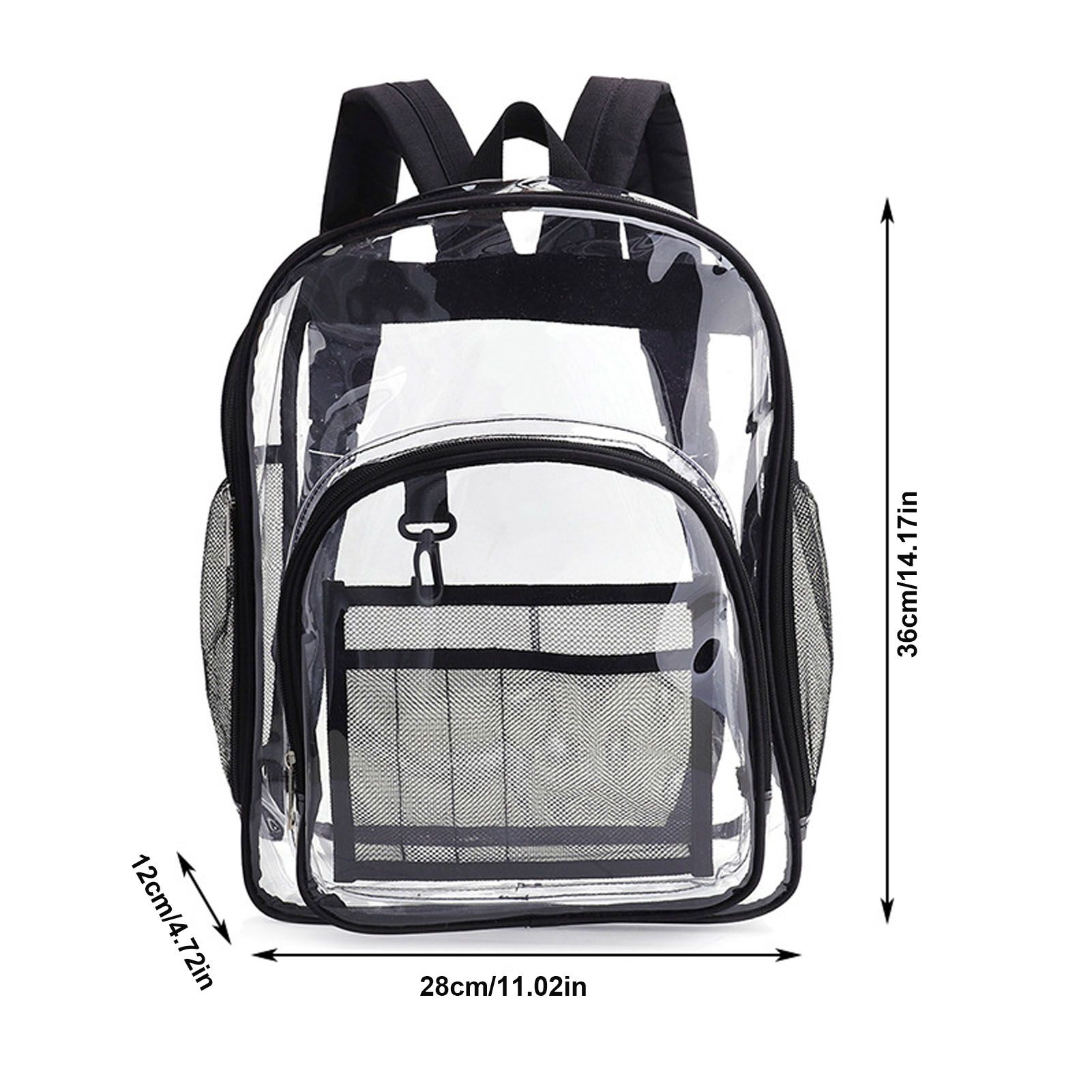 Laptop Backpack School Bags Black Transparent PVC Waterproof Large Capacity view 9