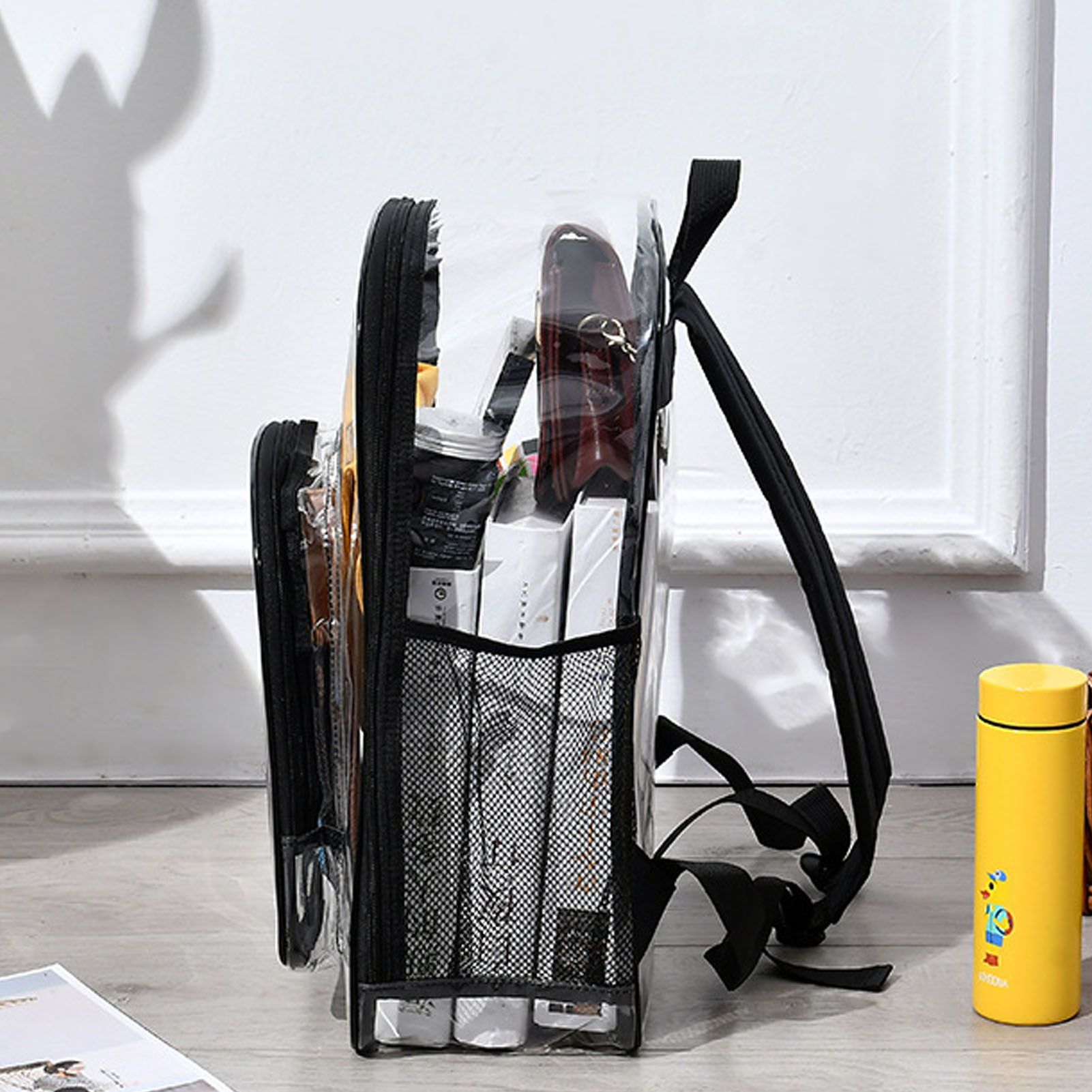 Laptop Backpack School Bags Black Transparent PVC Waterproof Large Capacity view 10