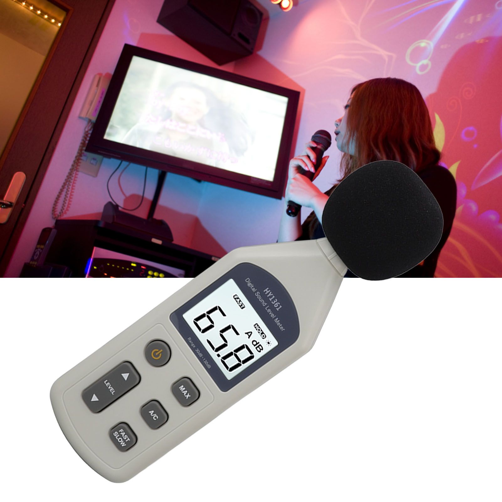 Decibel Meter High Accuracy LCD Screen 30 to 130dBA 5V USB Noise Detector with view 12