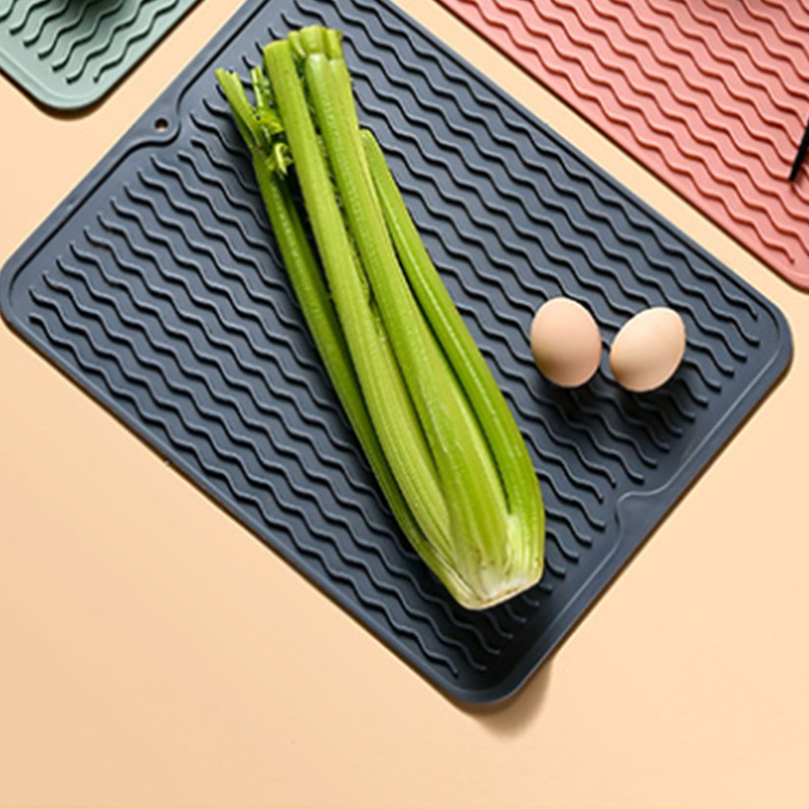 Table Insulating Rubber Mat Anti Slip Waterproof Heat Resistant Dish Drying view 6