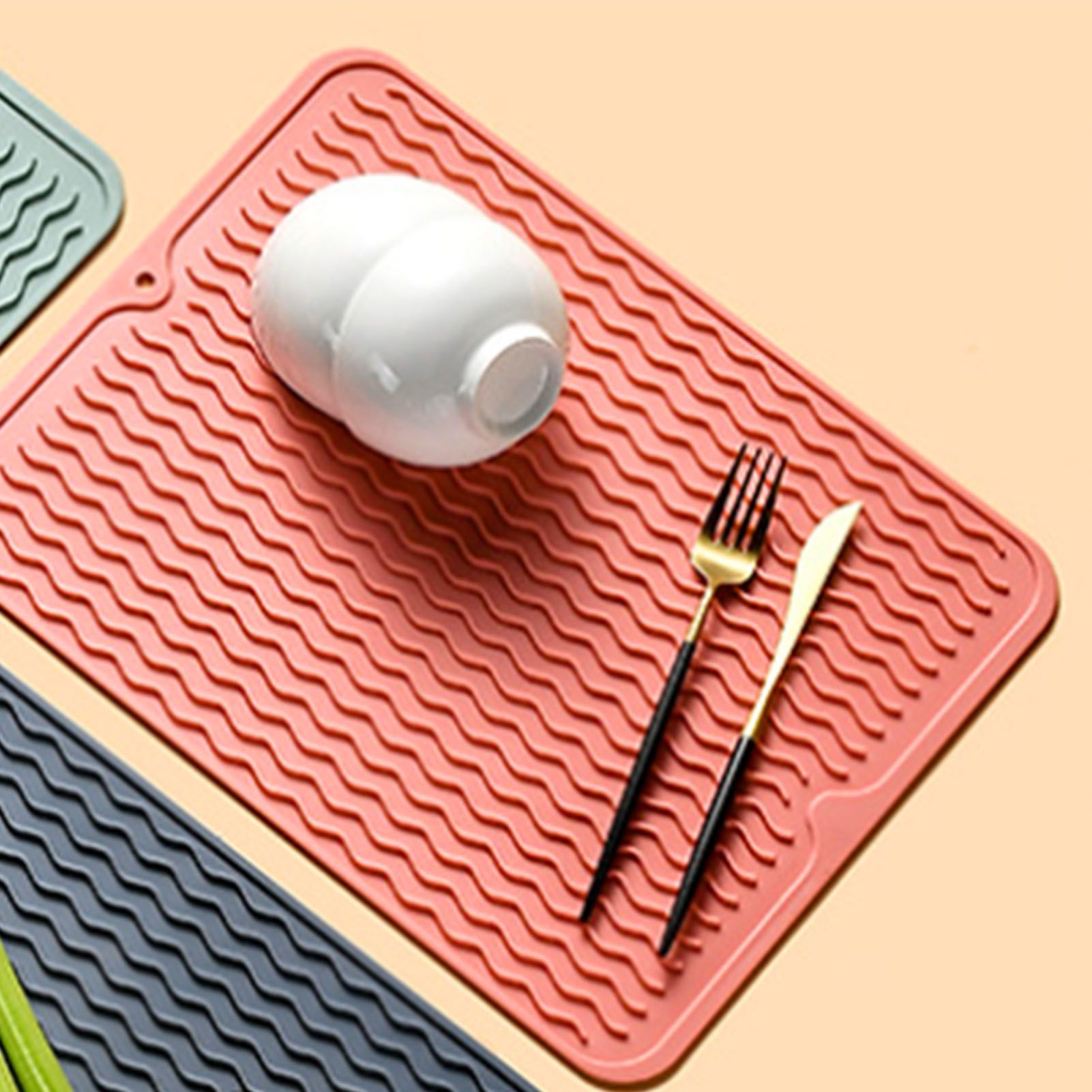 Table Insulating Rubber Mat Anti Slip Waterproof Heat Resistant Dish Drying view 5