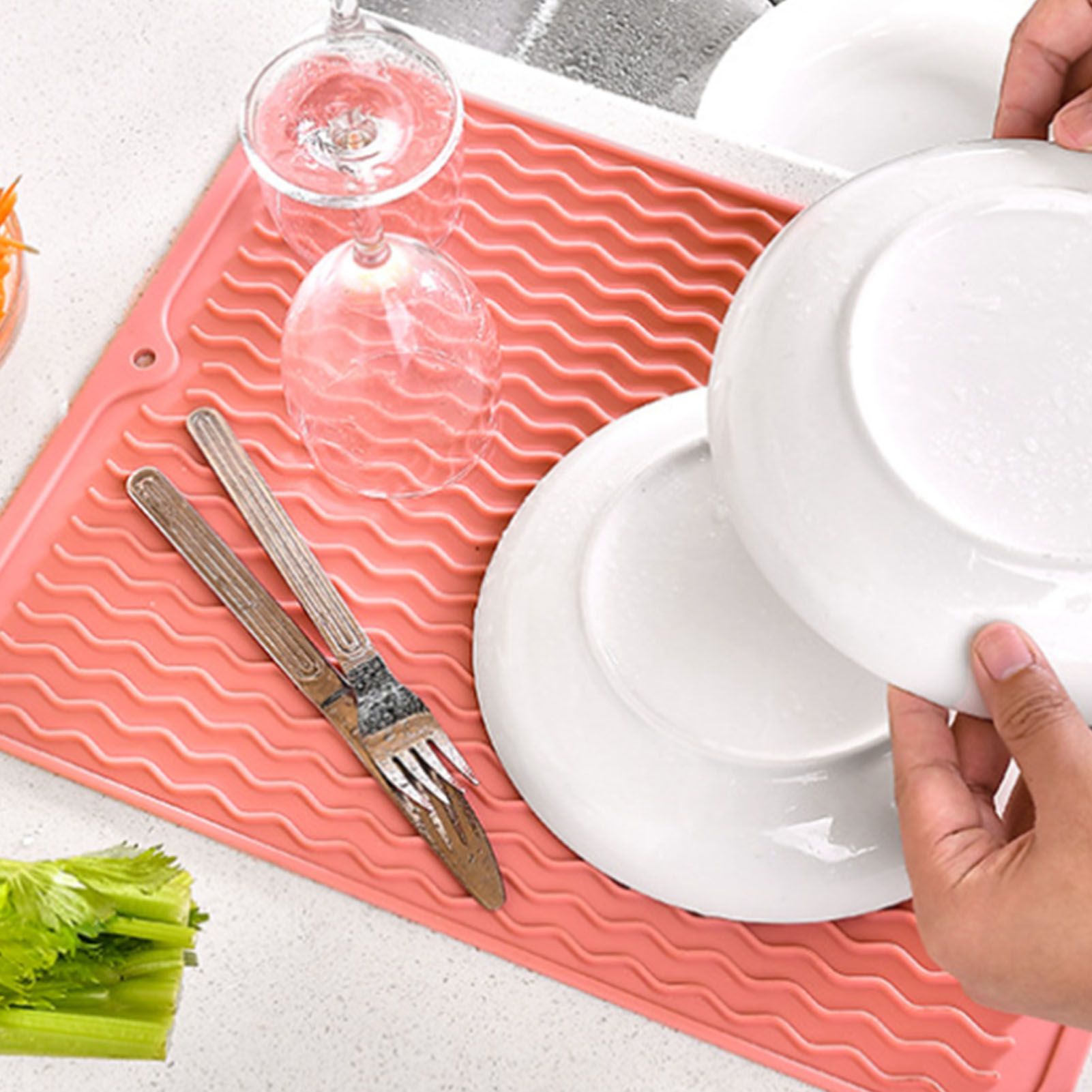 Table Insulating Rubber Mat Anti Slip Waterproof Heat Resistant Dish Drying view 11