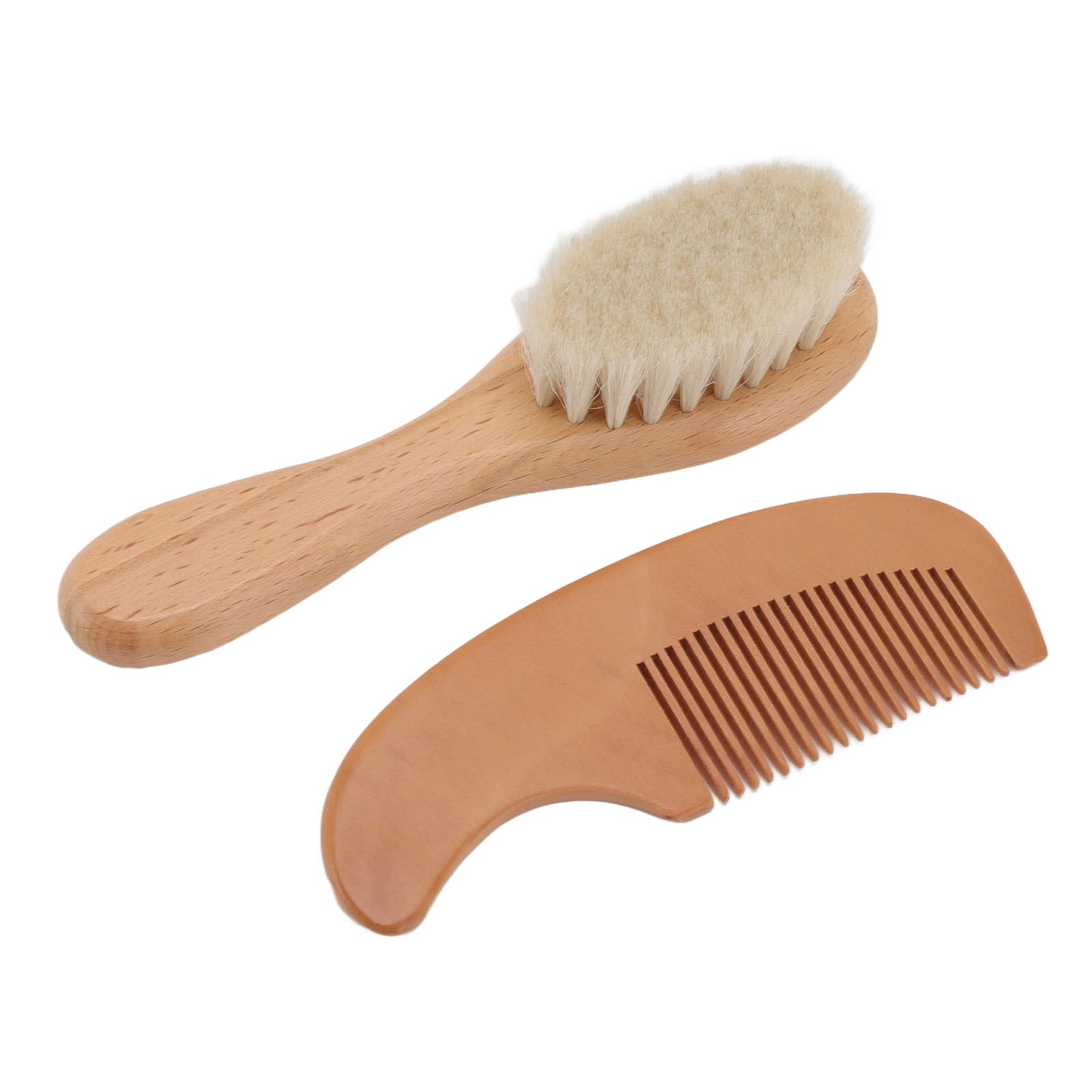 Baby Brush and Comb Set Multifunction Composite Wood and Wool Baby Hair Brush view 2