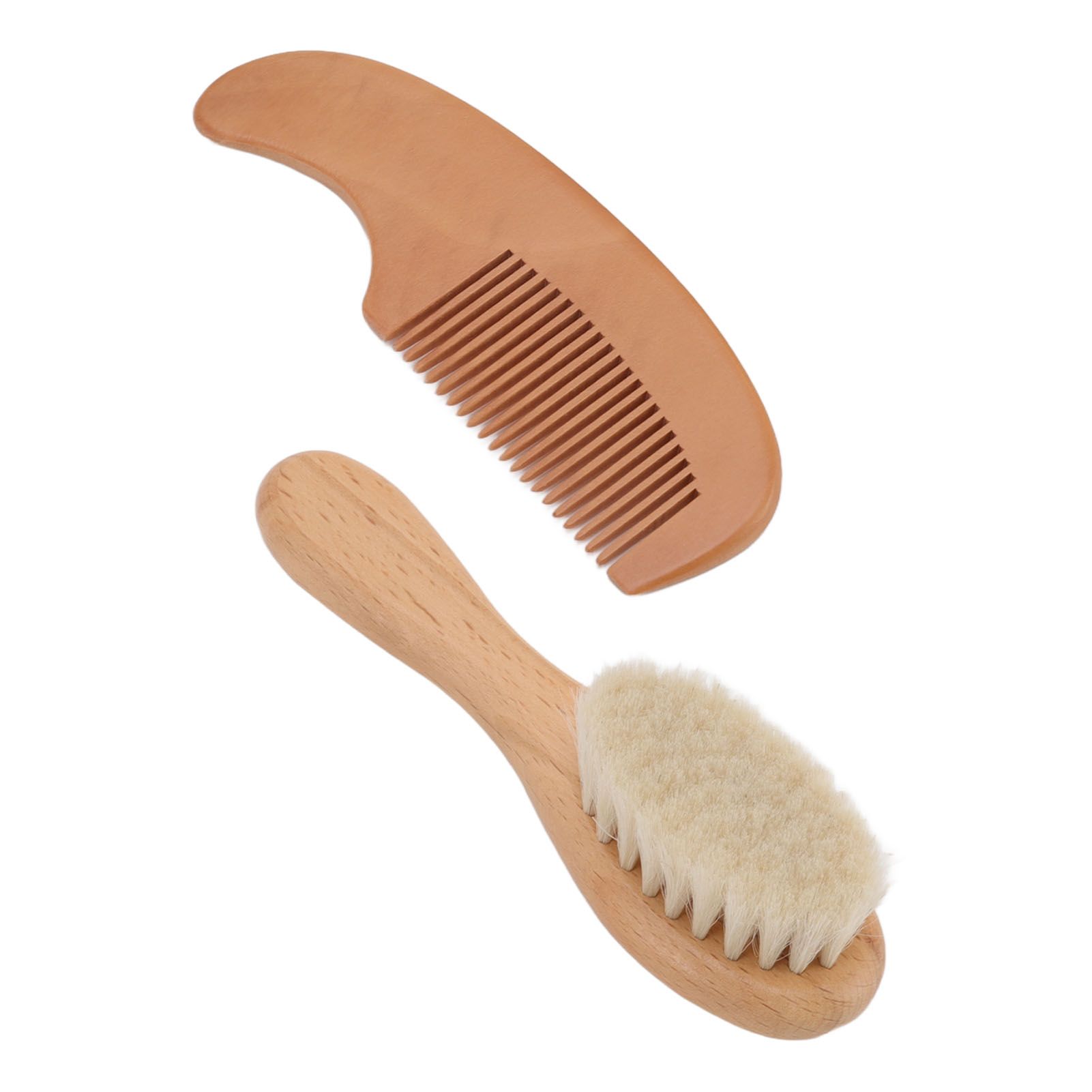 Baby Brush and Comb Set Multifunction Composite Wood and Wool Baby Hair Brush view 3
