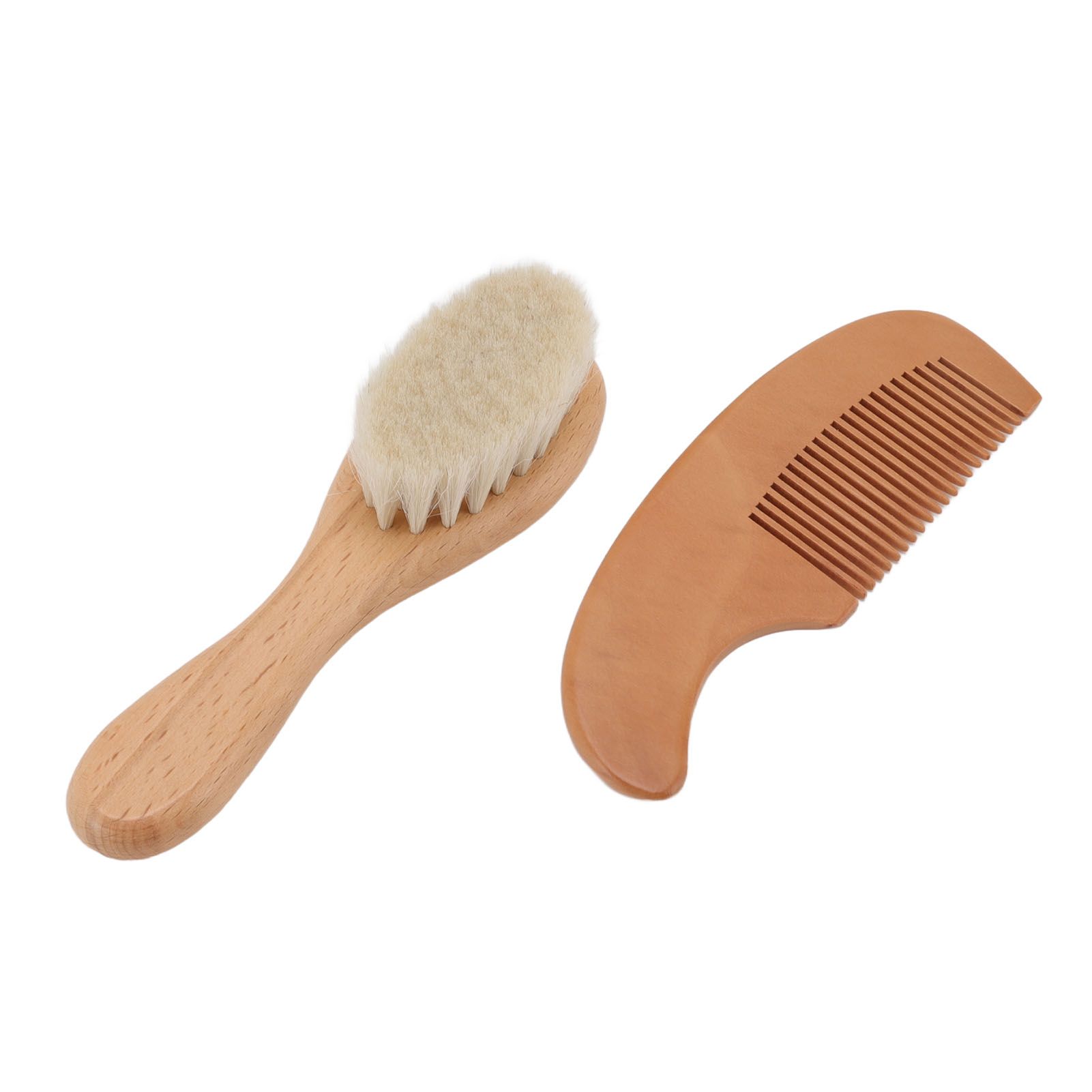 Baby Brush and Comb Set Multifunction Composite Wood and Wool Baby Hair Brush view 4