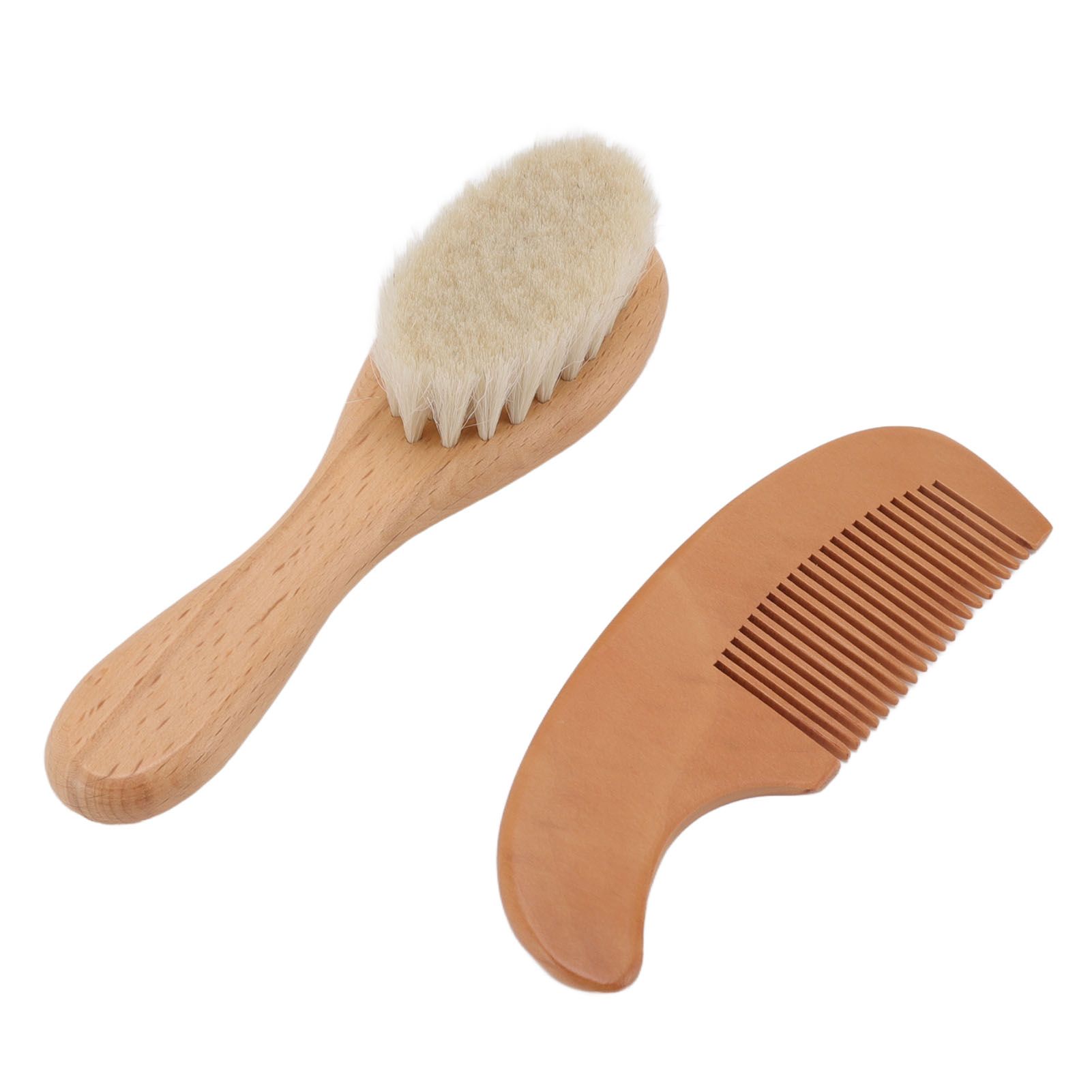 Baby Brush and Comb Set Multifunction Composite Wood and Wool Baby Hair Brush view 5