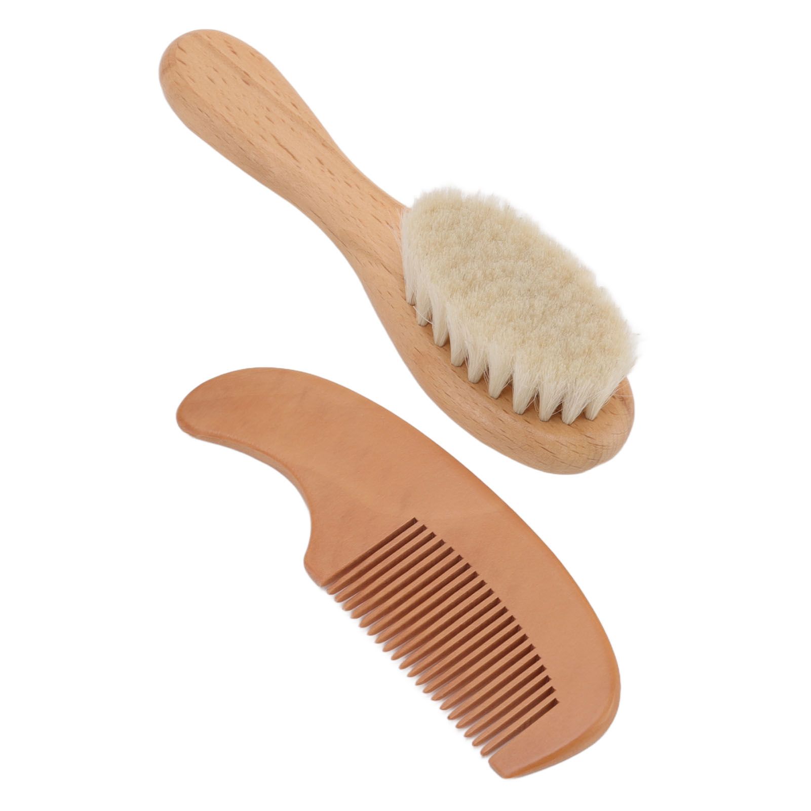 Baby Brush and Comb Set Multifunction Composite Wood and Wool Baby Hair Brush view 8