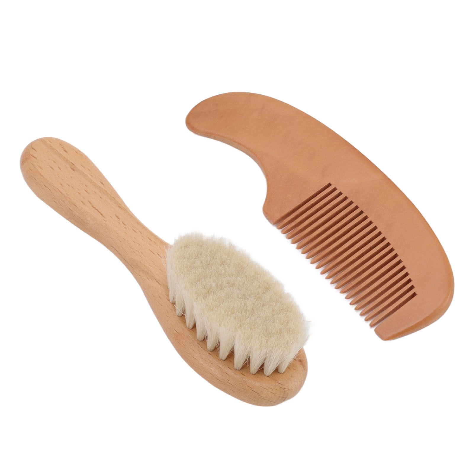 Baby Brush and Comb Set Multifunction Composite Wood and Wool Baby Hair Brush view 9