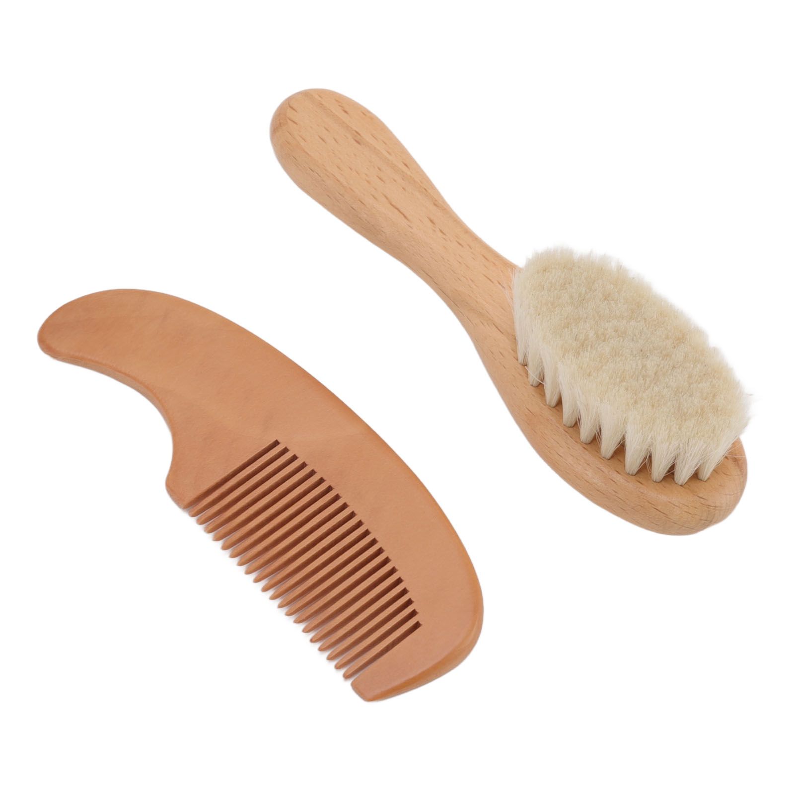 Baby Brush and Comb Set Multifunction Composite Wood and Wool Baby Hair Brush view 10