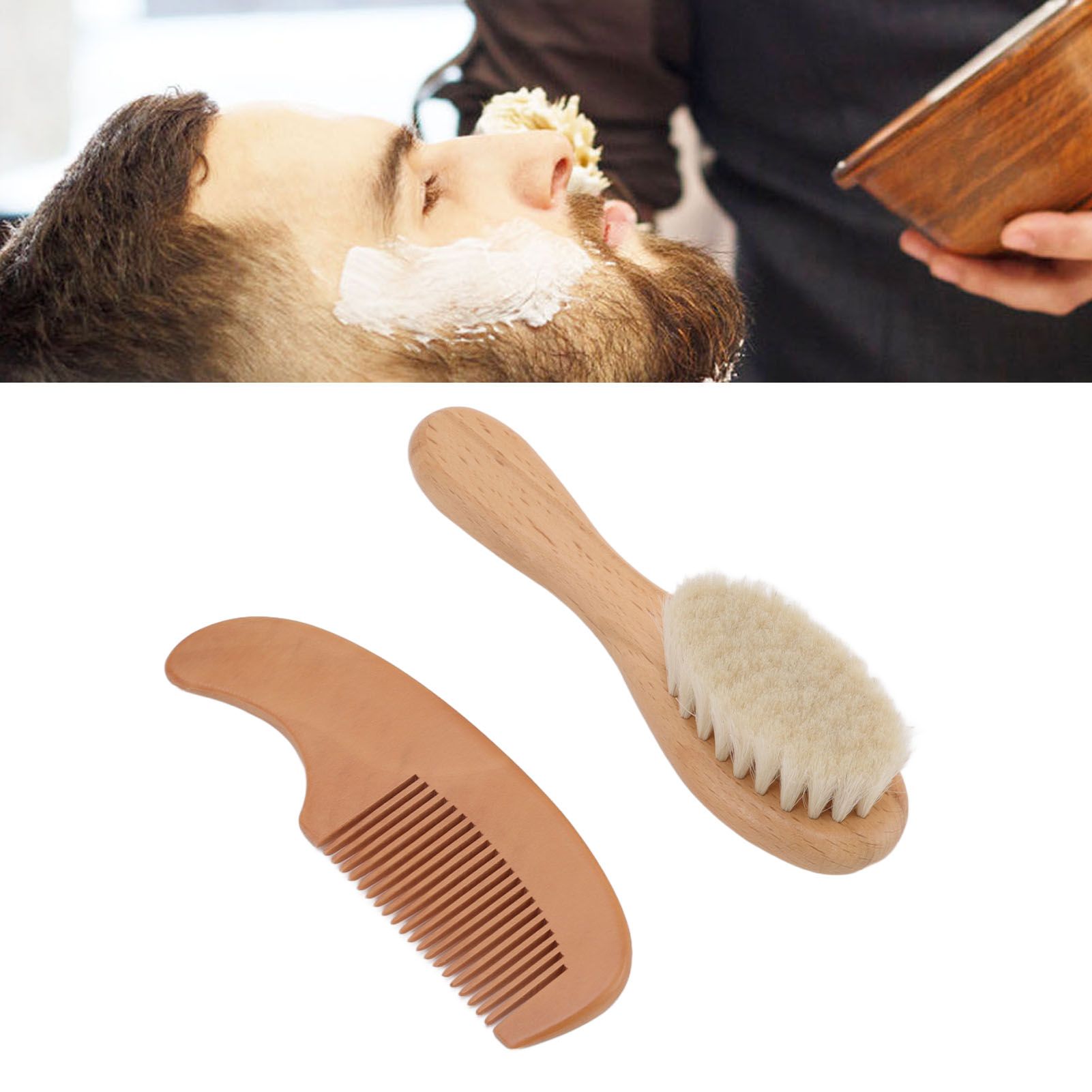 Baby Brush and Comb Set Multifunction Composite Wood and Wool Baby Hair Brush view 11