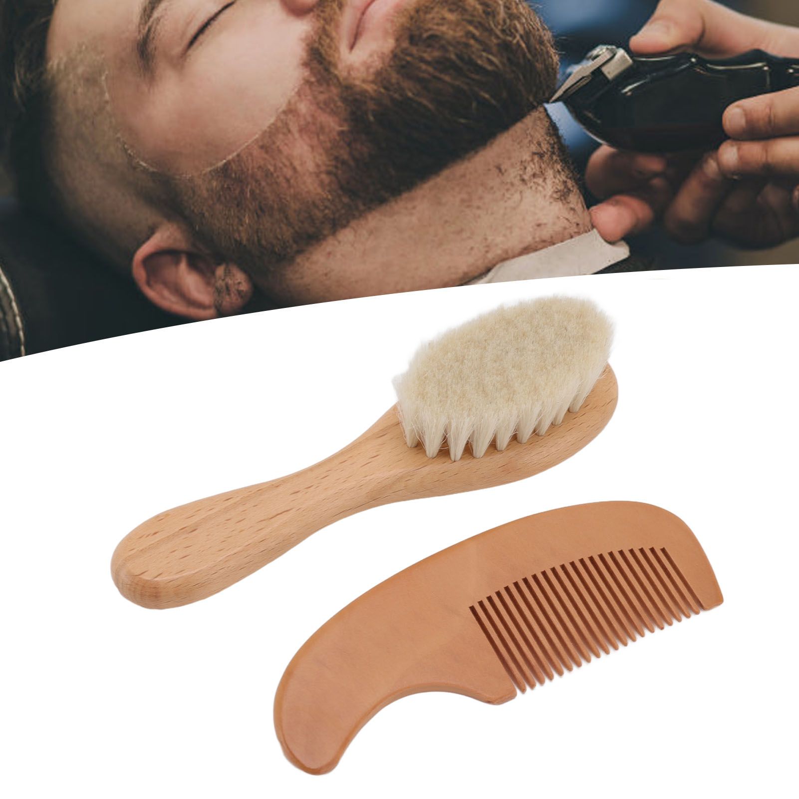 Baby Brush and Comb Set Multifunction Composite Wood and Wool Baby Hair Brush view 12